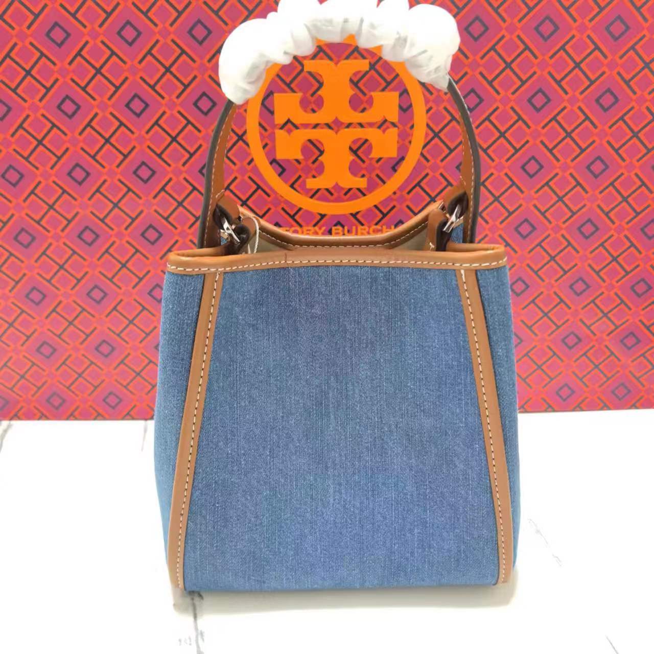 Tory Burch 154686 Mcgraw牛仔水桶包
