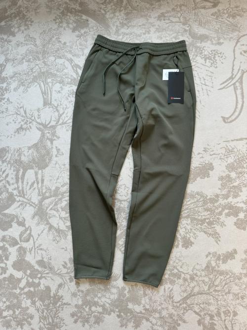 Lululemon Men's ABC Waffle-Knit Olive Green Casual Pants, Elastic Drawstring 1 Lululemon Men's ABC Waffle-Knit Olive Green Casual Pants, Elastic Drawstring