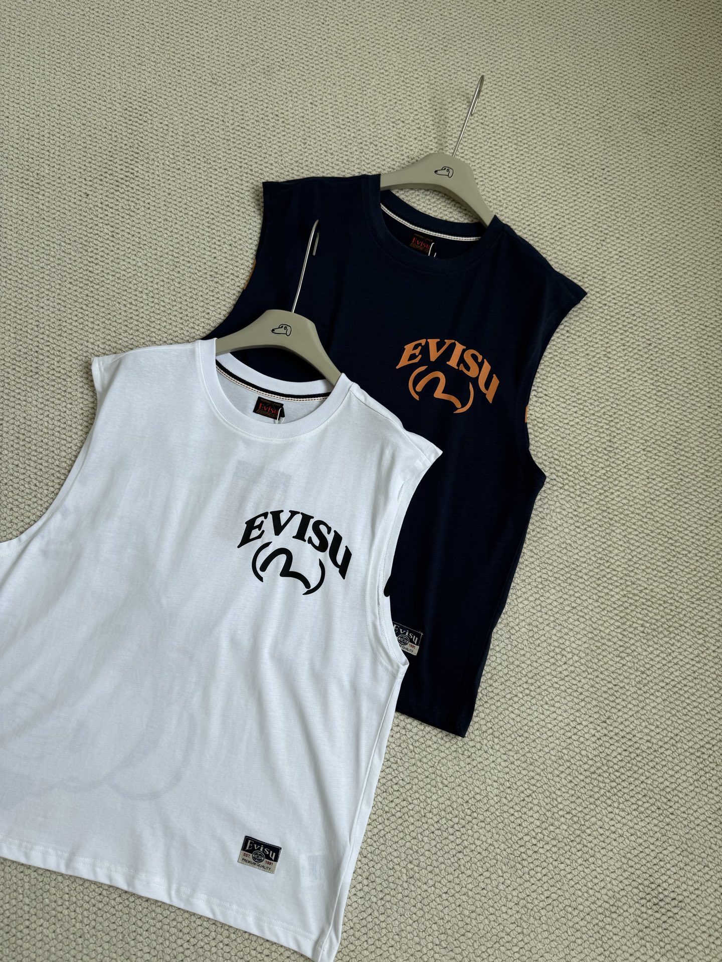 EVISU Fushin 2025 verano, camiseta de manga corta para hombre con estampado de cabeza de Buda, estilo chaleco casual. N…