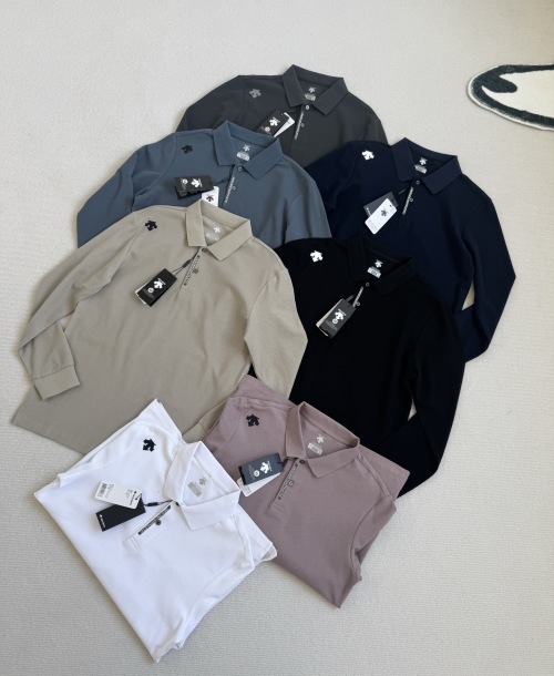 Descente Men's Long Sleeve Polo Shirt - Urban Commute & Versatile Style 1 Descente Men's Long Sleeve Polo Shirt - Urban Commute & Versatile Style