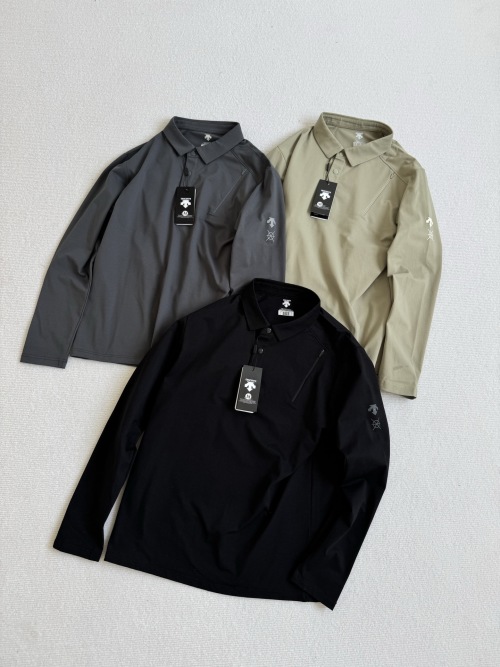 Products 31 Descente Men's DUALIS Long Sleeve Polo Shirt - Urban Commute Essential