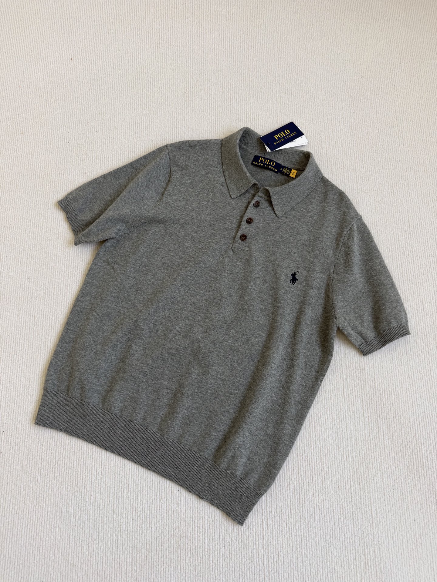 Вязаная поло-рубашка Polo Ralph Lauren серая