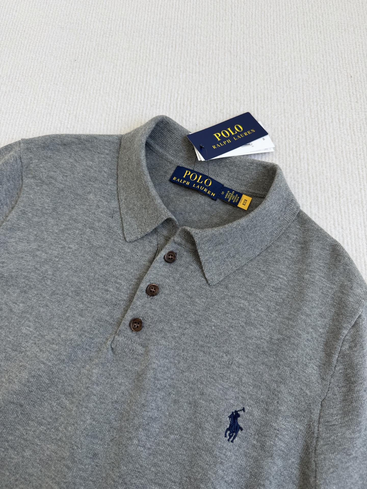 Вязаная поло-рубашка Polo Ralph Lauren серая