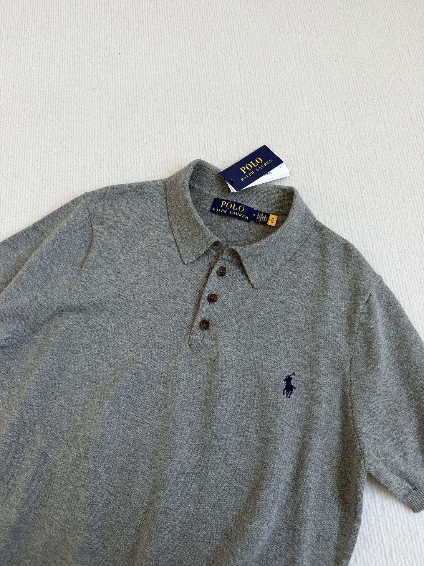 Вязаная поло-рубашка Polo Ralph Lauren серая