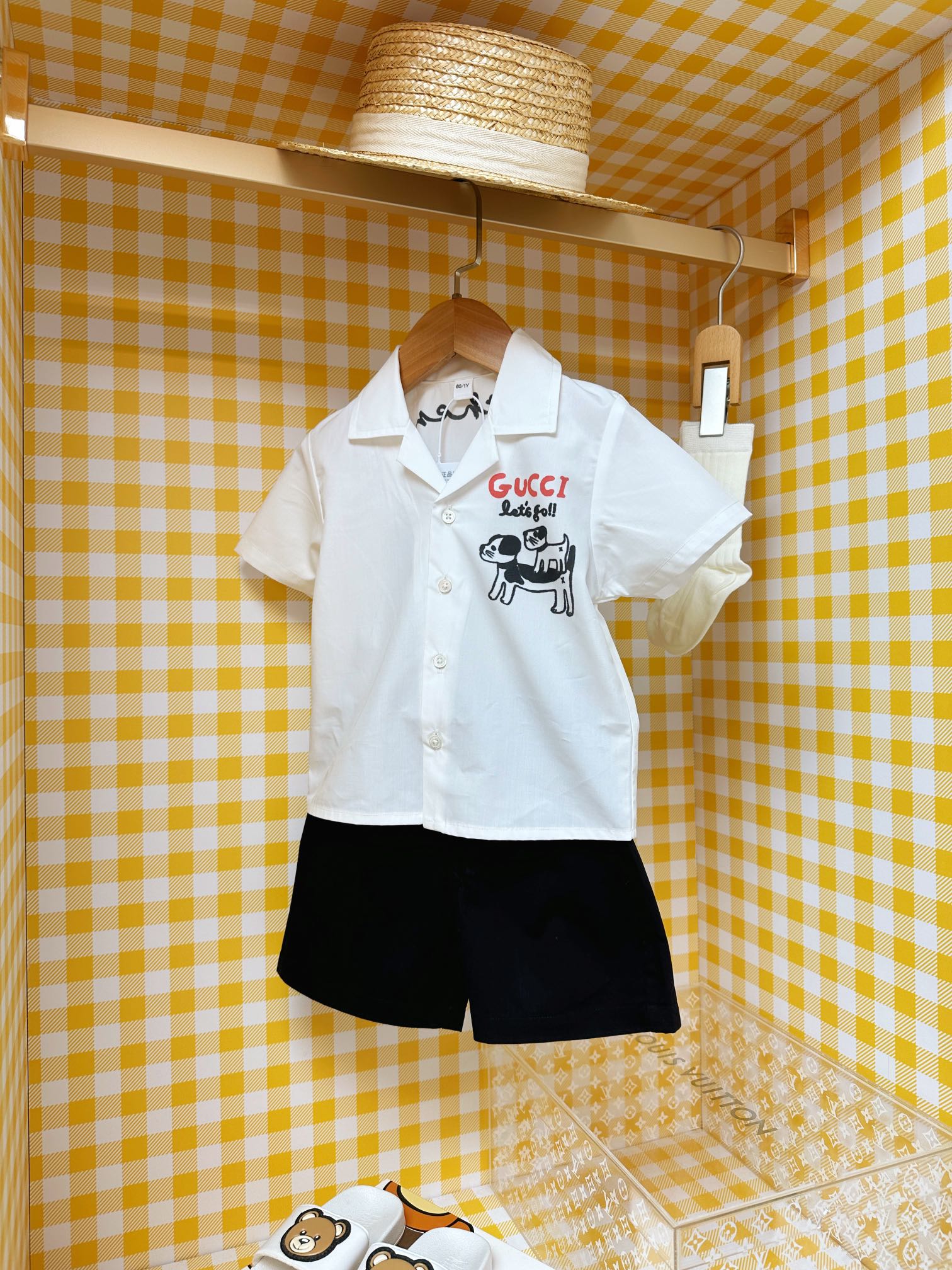 Gucci Kids White Cotton Shirt & Black Shorts Set - Sizes 100-150 8 i1745833263 3229 0