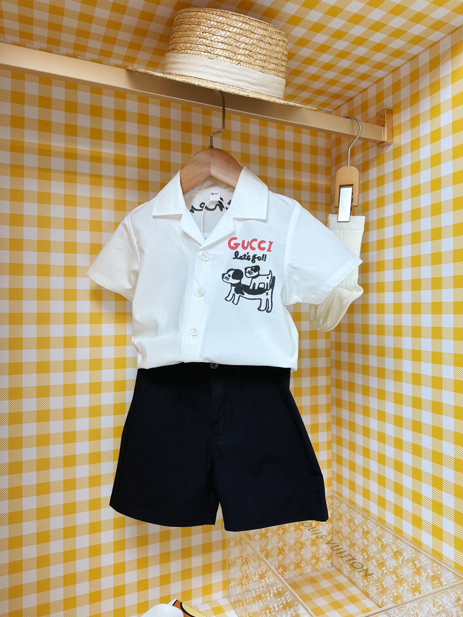 Gucci Kids White Cotton Shirt & Black Shorts Set - Sizes 100-150 7 i1745833263 3506 6