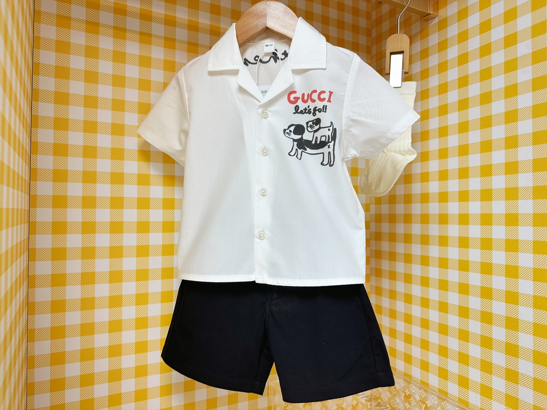 Gucci Kids White Cotton Shirt & Black Shorts Set - Sizes 100-150 2 i1745833263 676 7