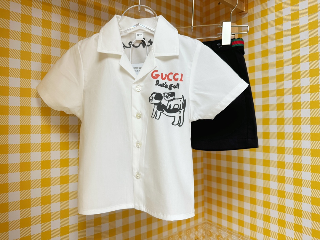 Gucci Kids White Cotton Shirt & Black Shorts Set - Sizes 100-150 5 i1745833263 8216 5
