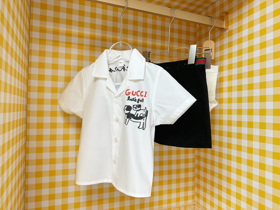 Gucci Kids White Cotton Shirt & Black Shorts Set - Sizes 100-150 4 i1745833263 9314 2