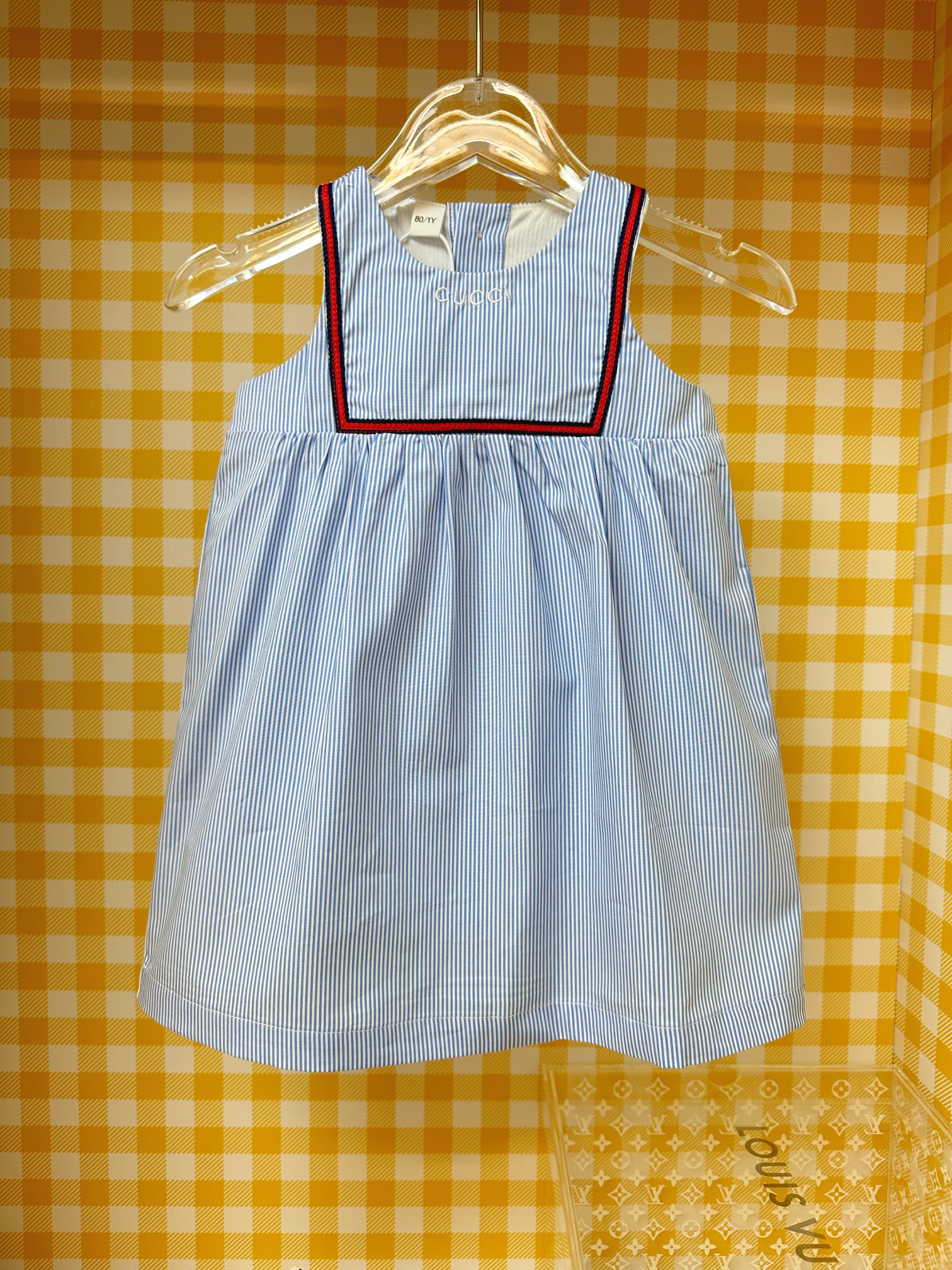 Gucci Kids Blue Striped Dress with Red Trim - Size 100-150 8 i1748741704 6236 0