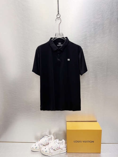 Men's Black Polo Shirt Short Sleeve Breathable Summer T-Shirt