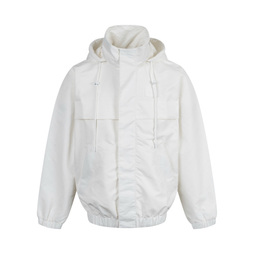Louis Vuitton White Windbreaker Jacket with Monogram Hood 1 Louis Vuitton White Windbreaker Jacket with Monogram Hood