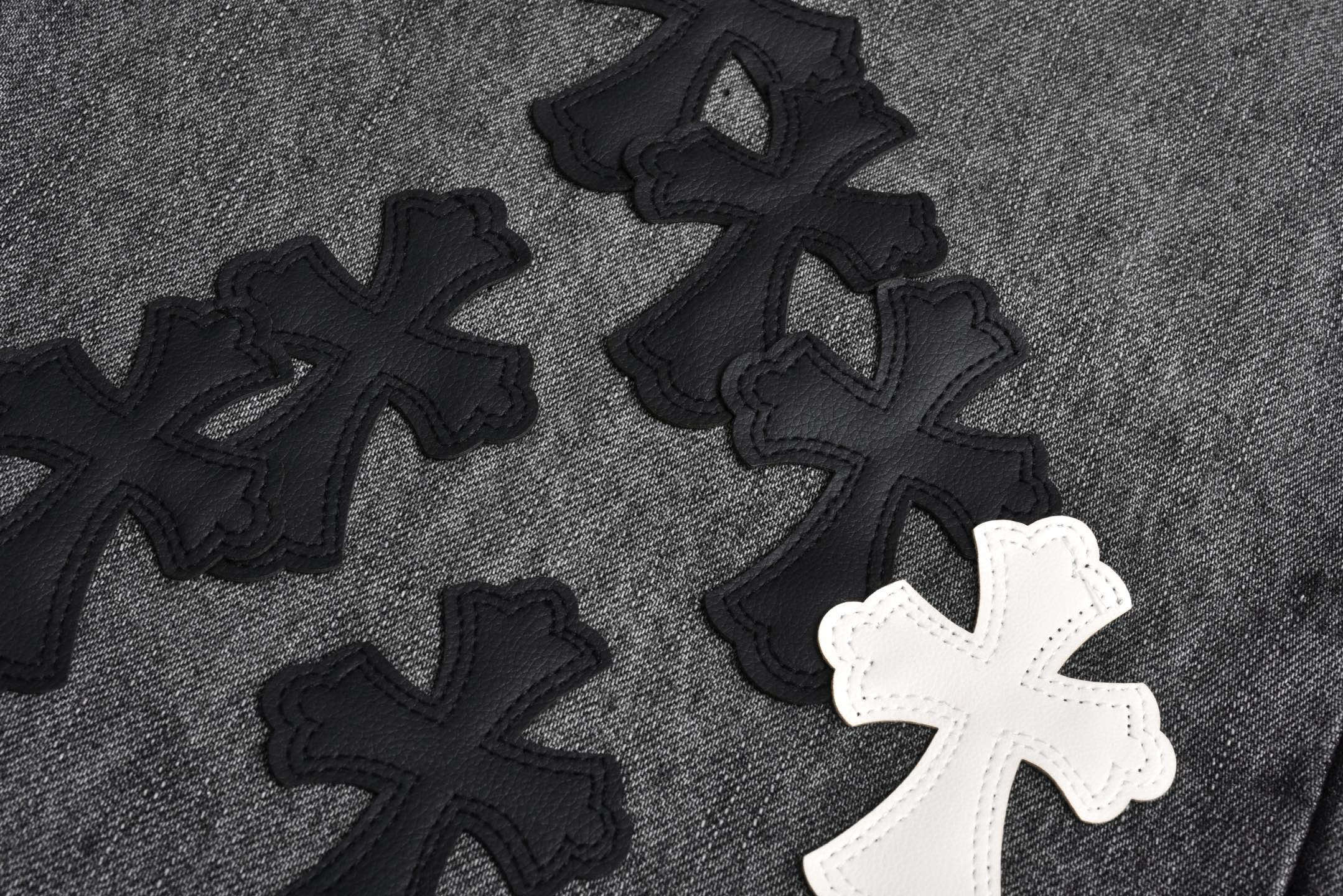 Chrome Hearts CH 克罗心限定火焰贴皮牛仔裤