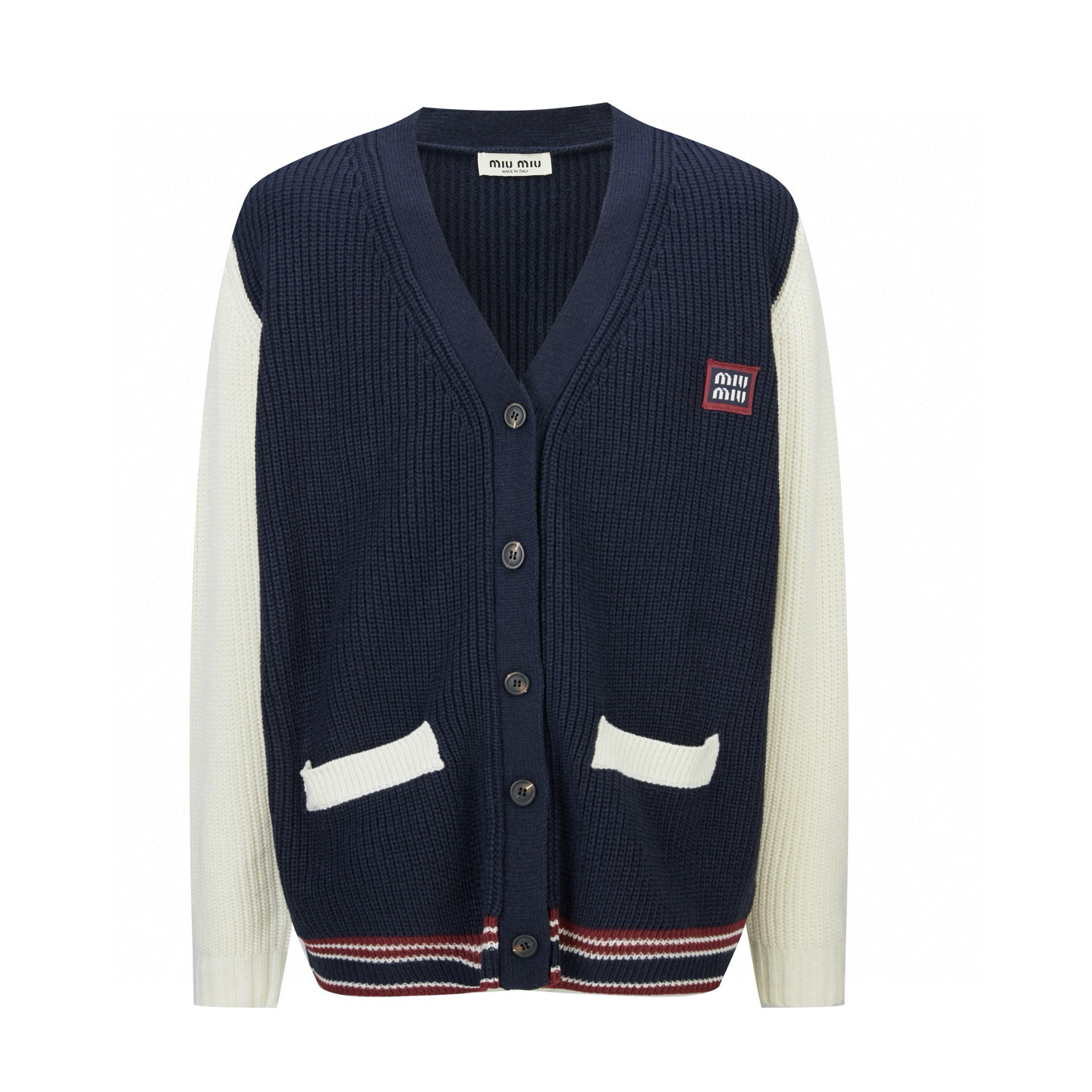 【Suministro exclusivo】 Jersey de punto MiuMiu con insignia de estilo colegial, comprado originalmente por 26,900 para d…
