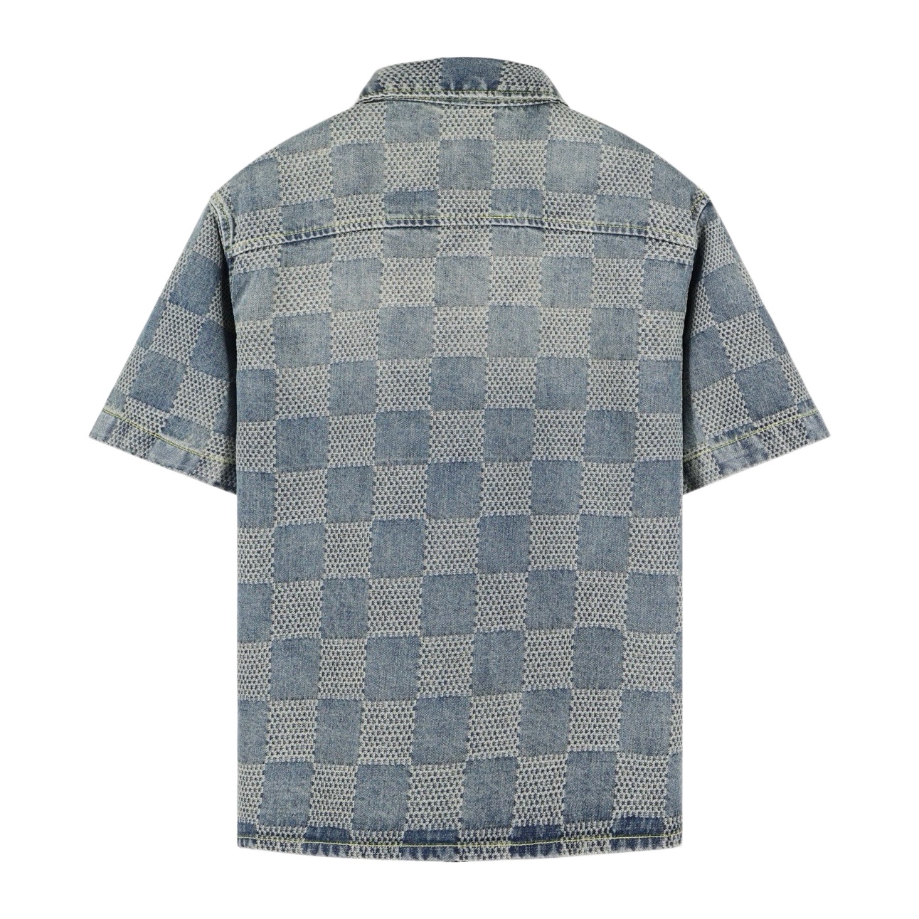 Louis Vuitton 1v 25SS 棋盘格牛仔短袖衬衫