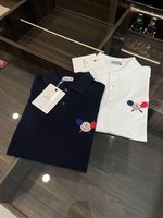 Moncler Clothing Polo T-Shirt Embroidery Cotton Fashion Short Sleeve