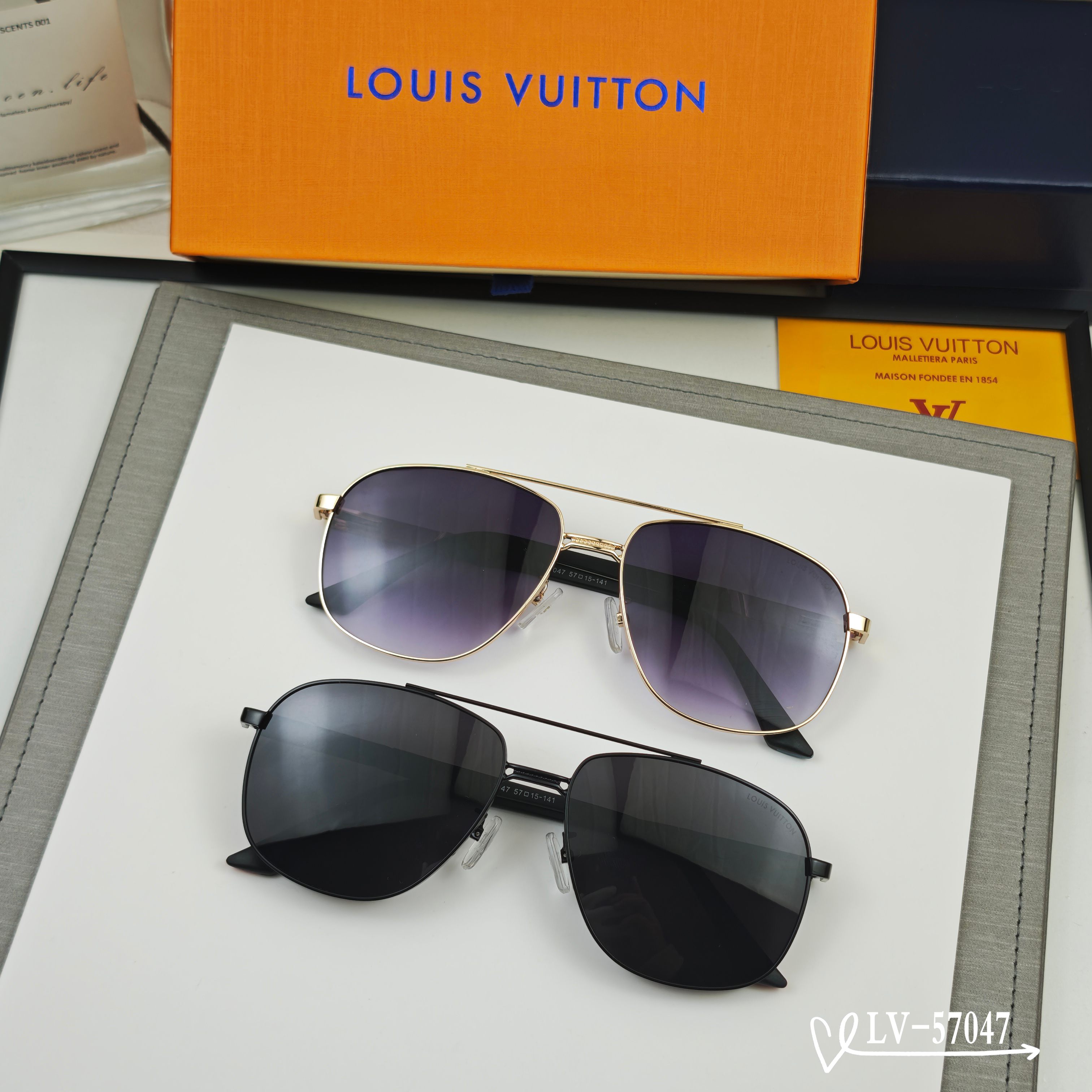 👓.【LV-路易威登】 🕶️.【宝丽来树脂偏光镜片】 ⭐️.【金属镜架轻便佩戴舒适】 🌟.【size 5