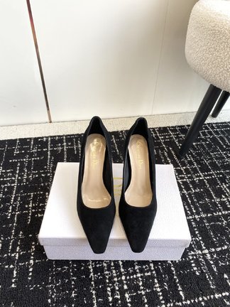 Dior Online High Heel Pumps Single Layer Shoes Black Gold Genuine Leather Lambskin Patent Sheepskin Fall/Winter Collection Fashion
