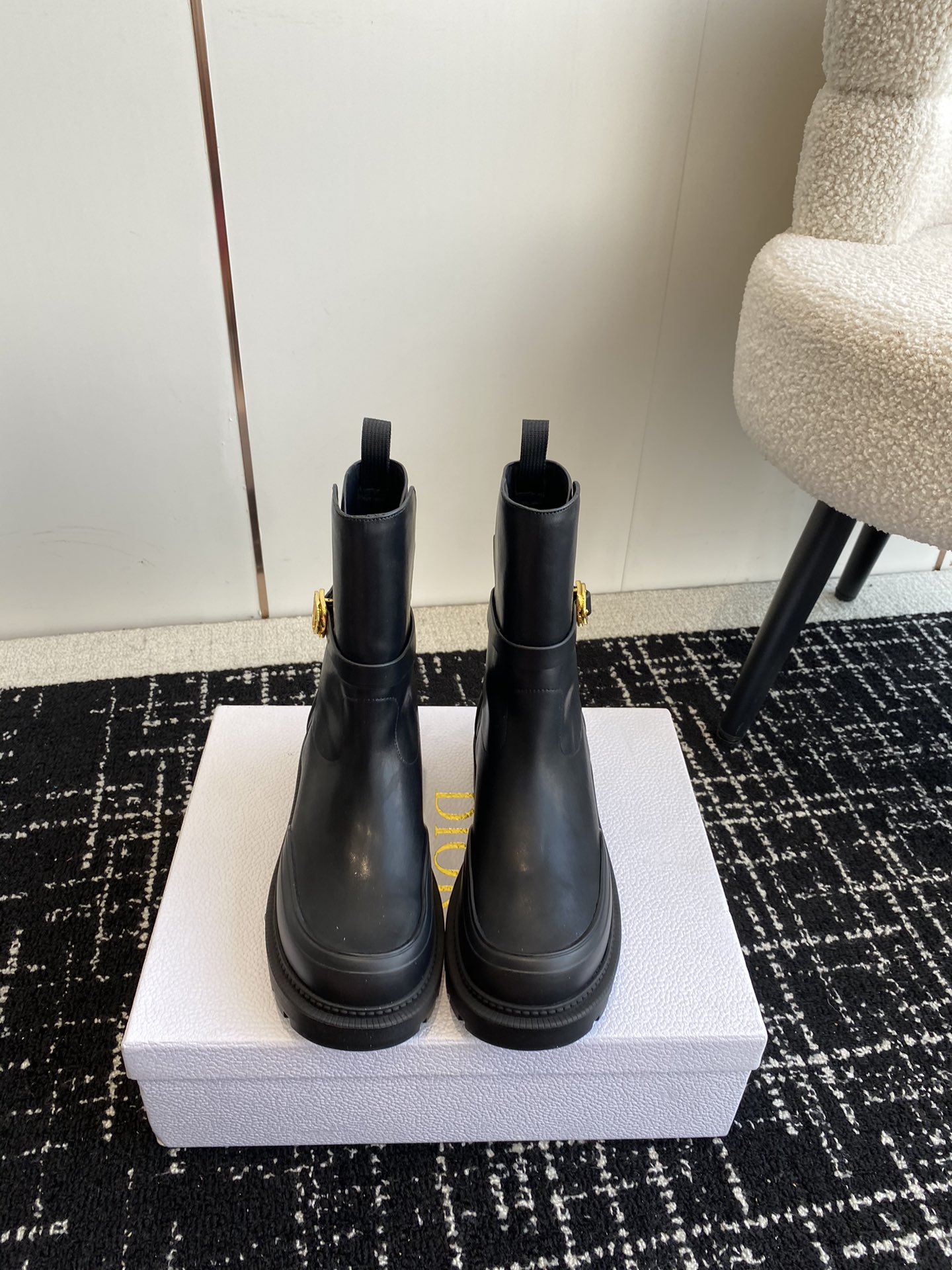 Dior Short Boots Black Empreinte​ Calfskin Cowhide Fall/Winter Collection Casual