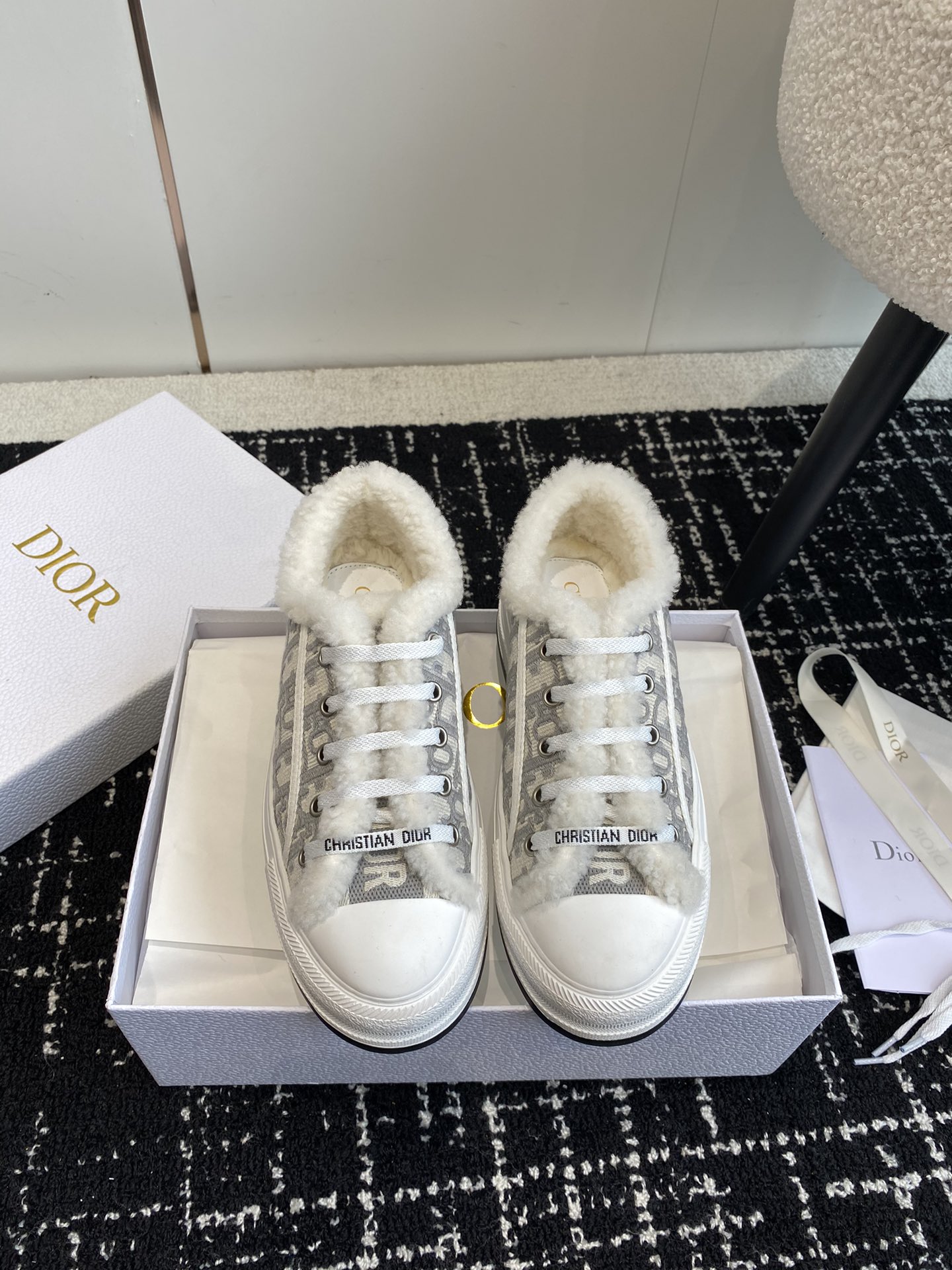 Dior Shoes Sneakers Embroidery Wool Spring Collection Sweatpants