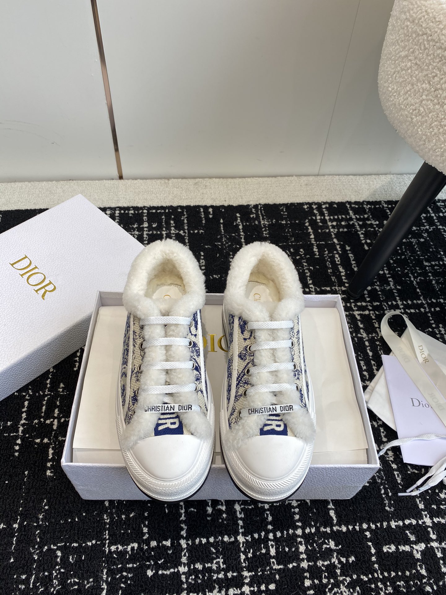 Dior Shoes Sneakers Embroidery Wool Spring Collection Sweatpants