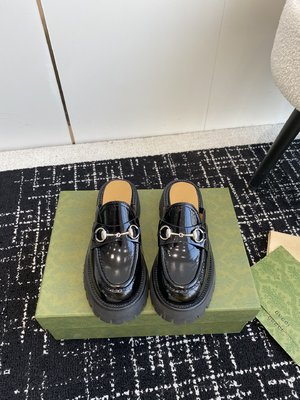 7 Star Gucci Half Slippers Platform Shoes Cowhide