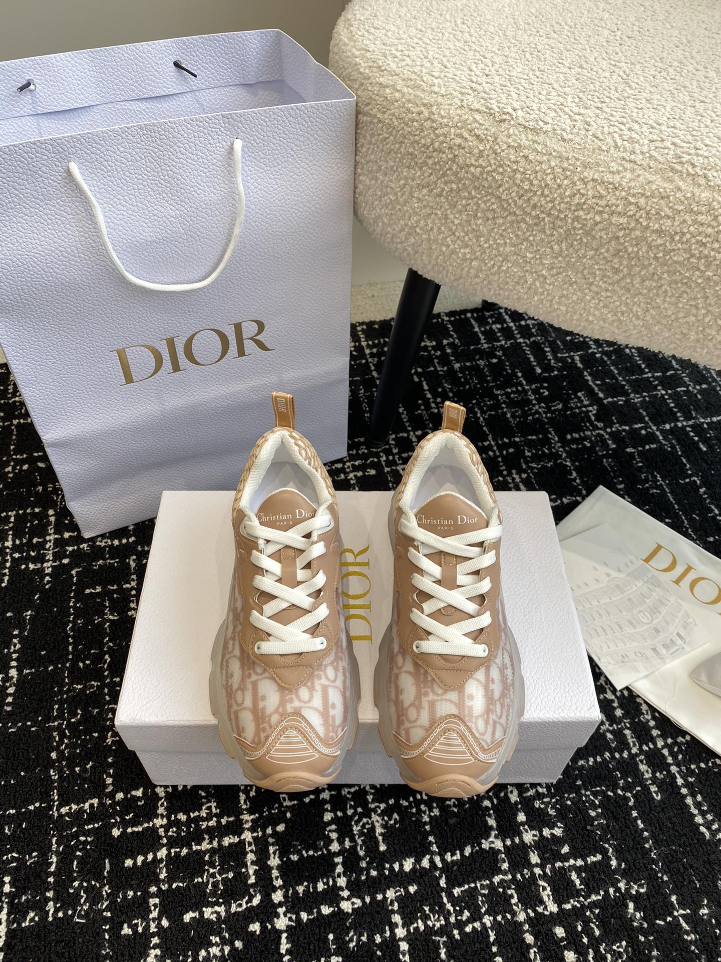 Dior Sneakers Casual Shoes White Fabric Rubber Spring/Summer Collection Fashion Casual