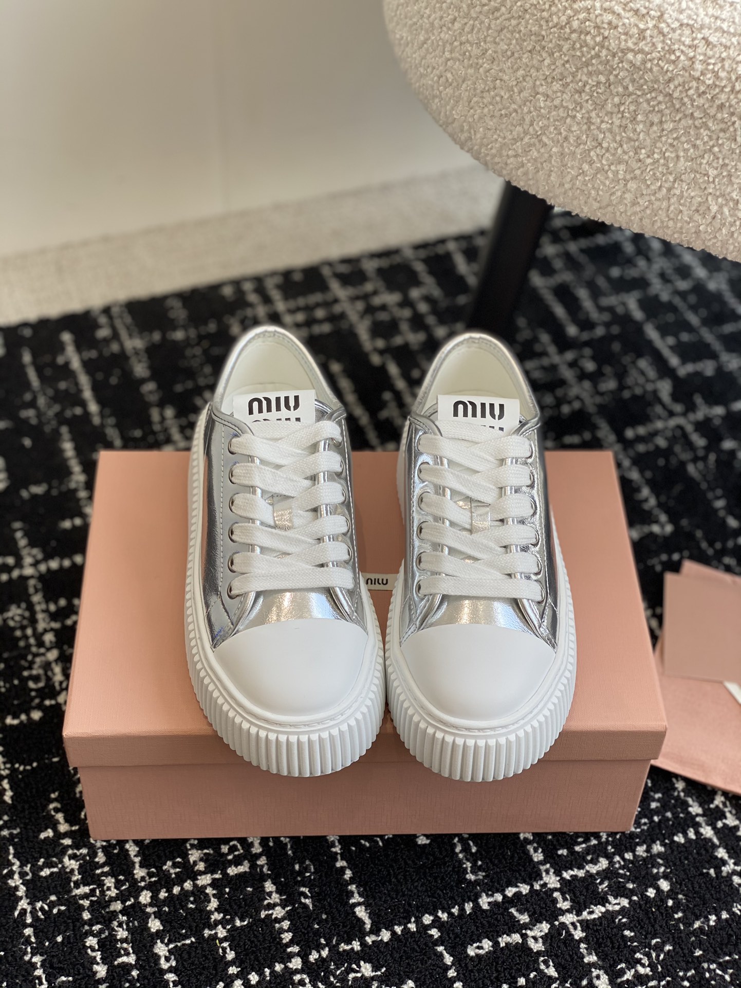 MiuMiu Knockoff
 Skateboard Schuhe 2024 Replik
 Weiß Rindsleder Frühling/Sommer Kollektion