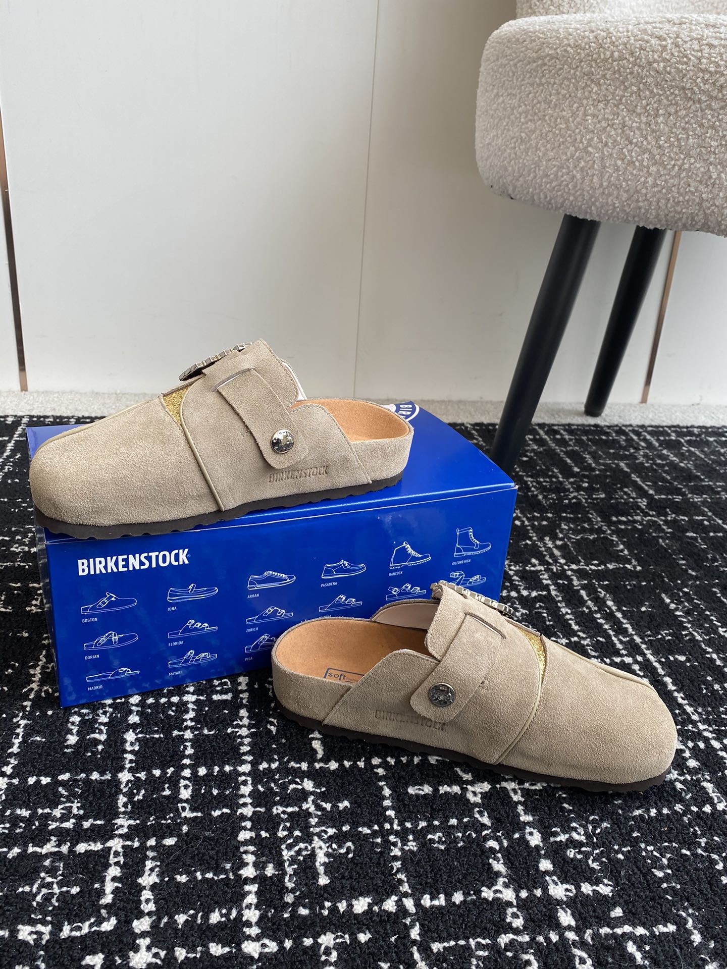 BIRKENSTOCK24ss秋冬博肯真软木潮流时尚钻扣休闲包头拖人体工程学设计符合脚形的脚床软木材质穿