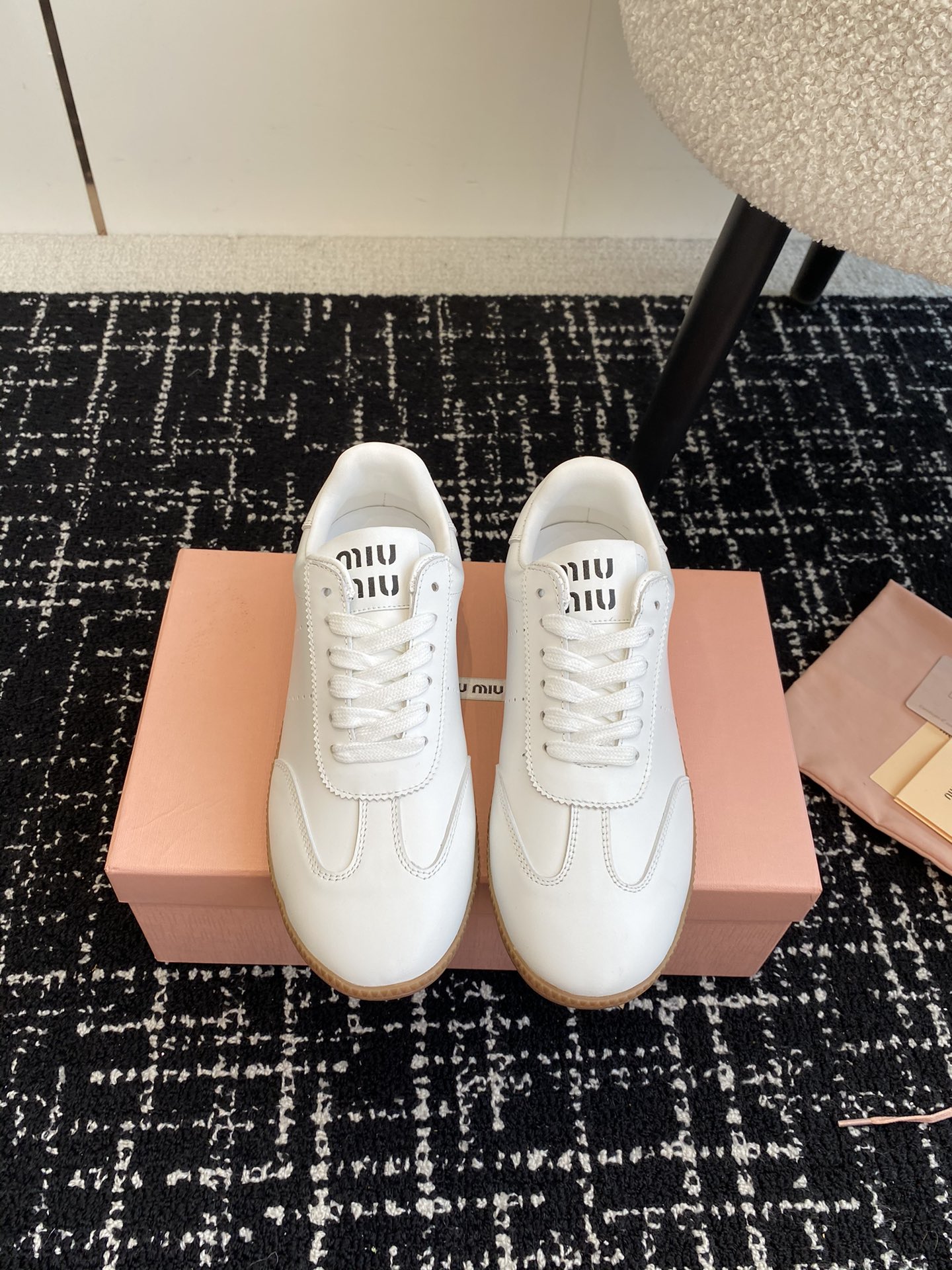 MiuMiu Skateboard Shoes Casual Shoes Sell High Quality
 White Unisex Rubber Sheepskin Fall/Winter Collection Vintage Casual