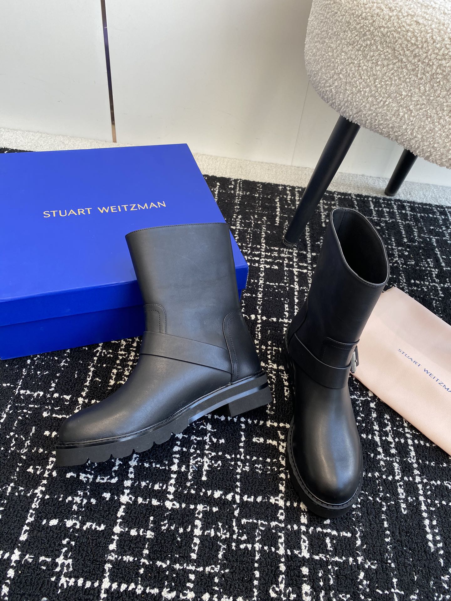 东莞stuartweitzmanfw24newarrival杨紫大姐姐同款搭扣机车靴sw新款厚底马丁靴百