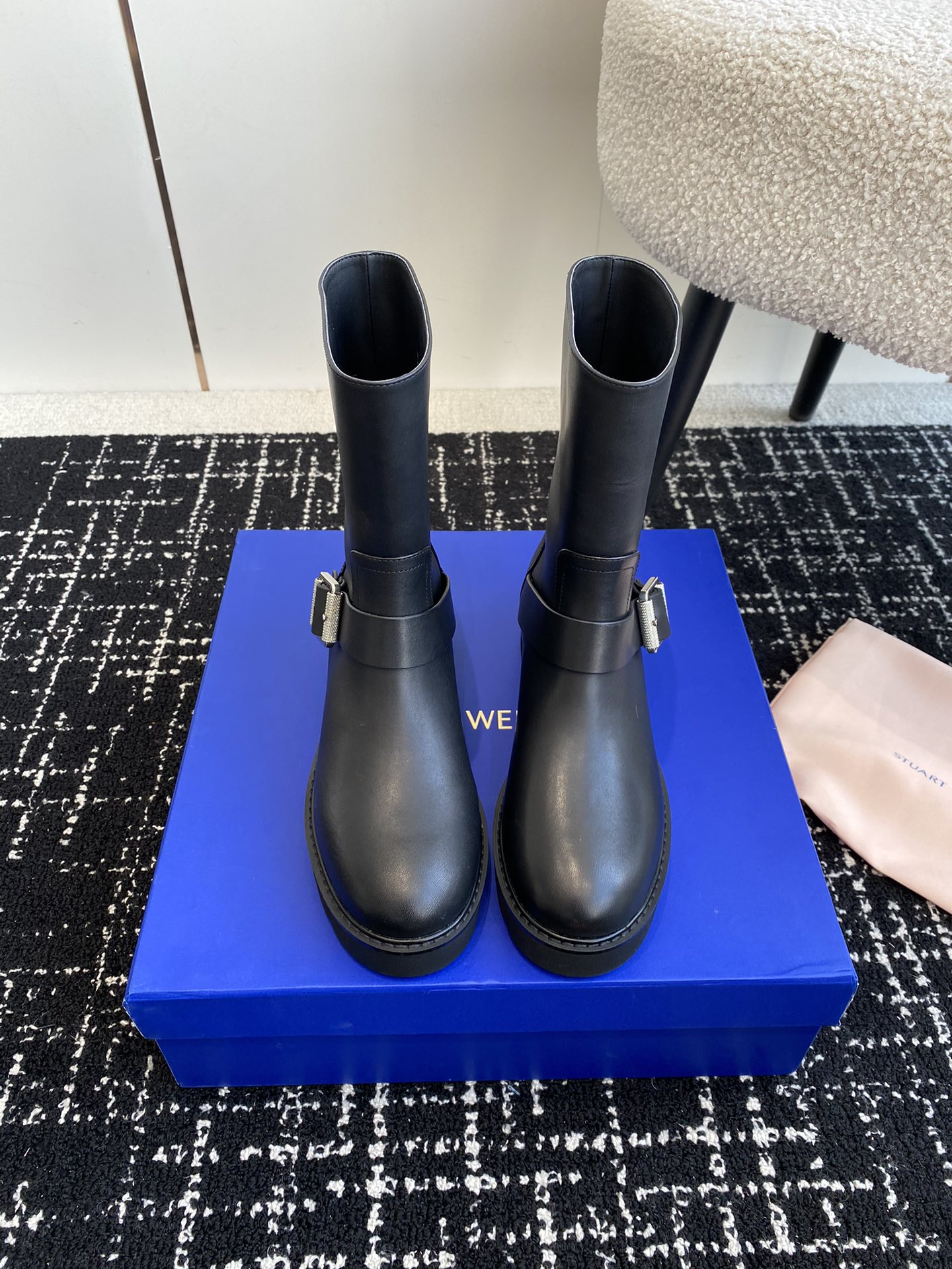 东莞stuartweitzmanfw24newarrival杨紫大姐姐同款搭扣机车靴sw新款厚底马丁靴百