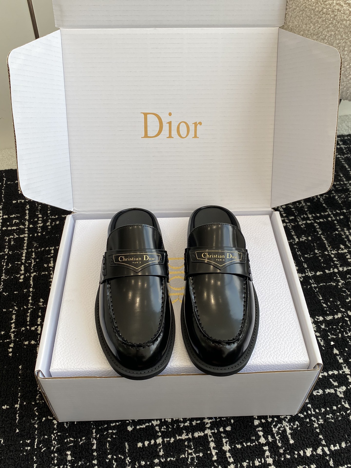 Dior Shoes Half Slippers Loafers Mules Gold Boy Cowhide Rubber Sheepskin Fall/Winter Collection