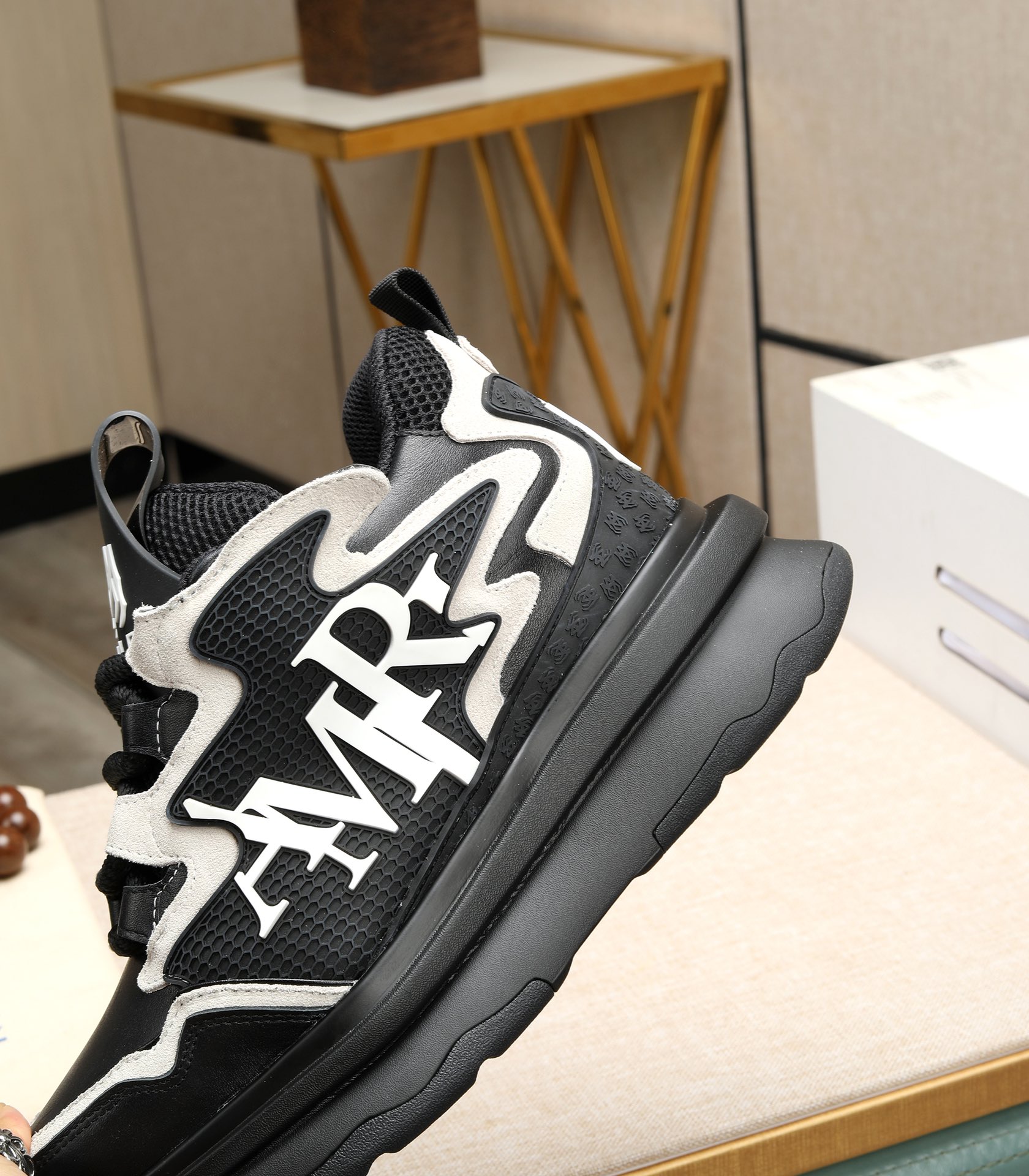 Amiri Men's Bone Runner Sneakers Black/White Leather Casual Shoes Size 38-44 10 i1701244372 5768 0