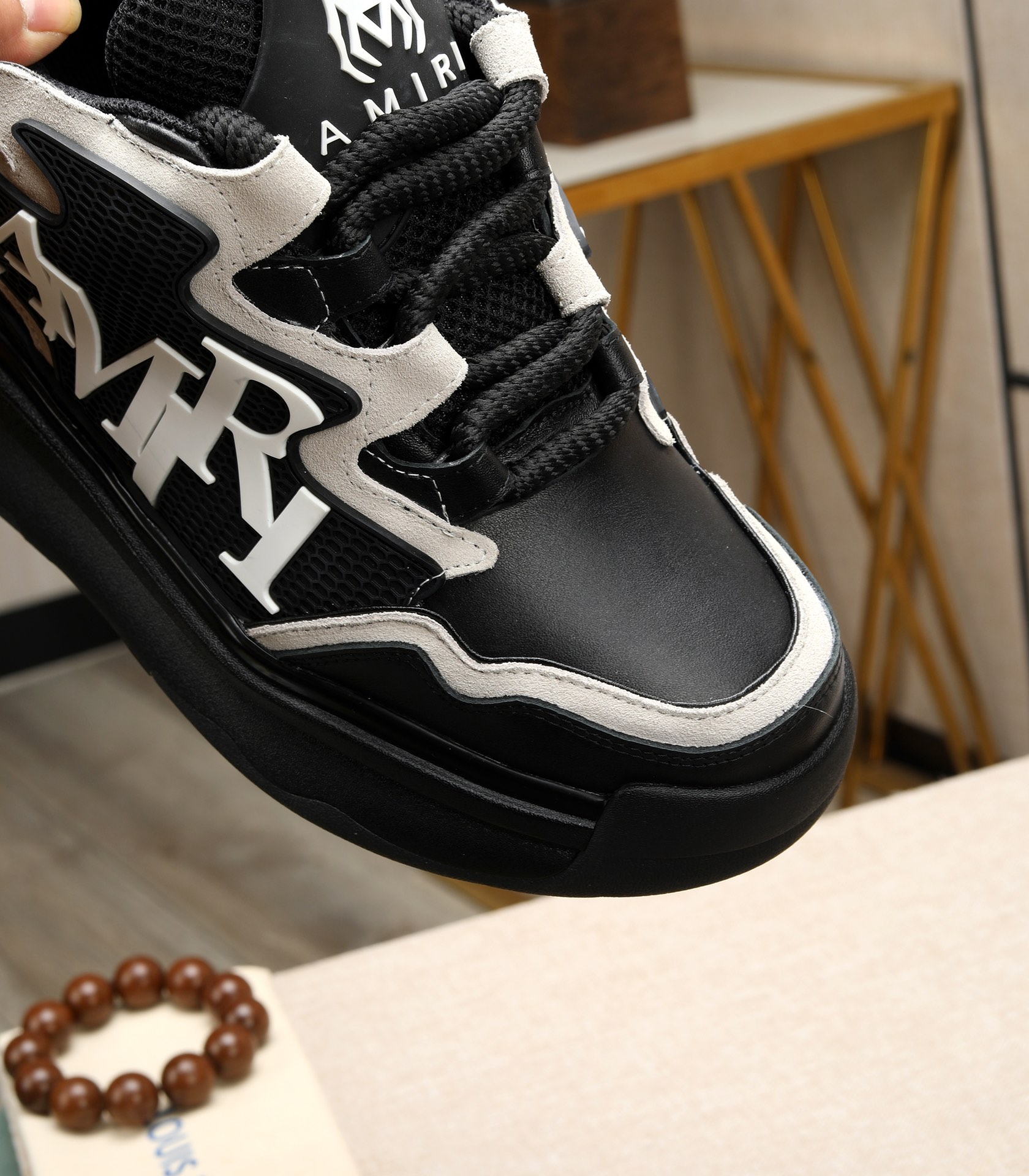 Amiri Men's Bone Runner Sneakers Black/White Leather Casual Shoes Size 38-44 9 i1701244373 9866 5