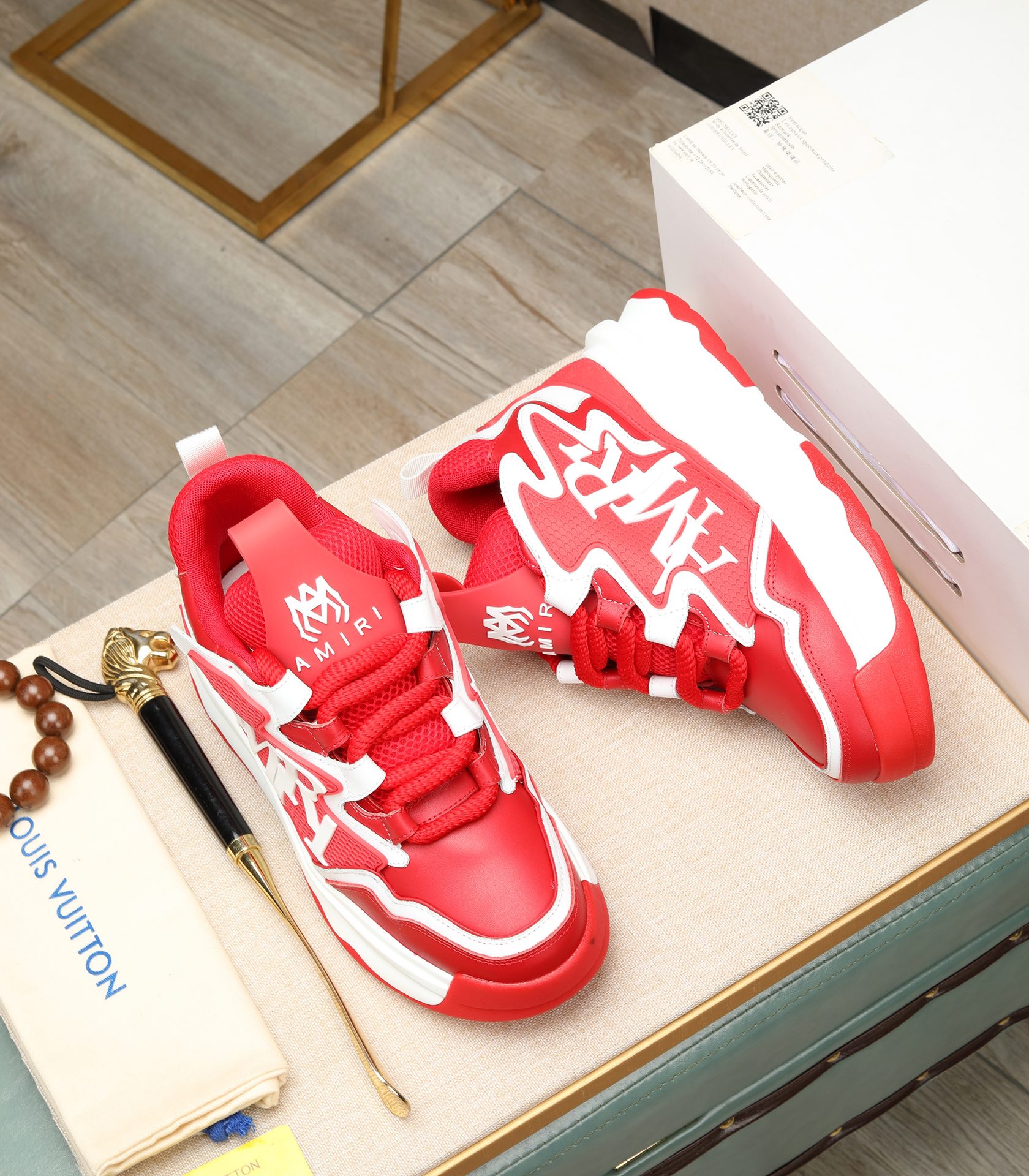 Amiri Men's Bone Runner Sneakers Red/White Leather Casual Shoes 3 i1701244394 691 2