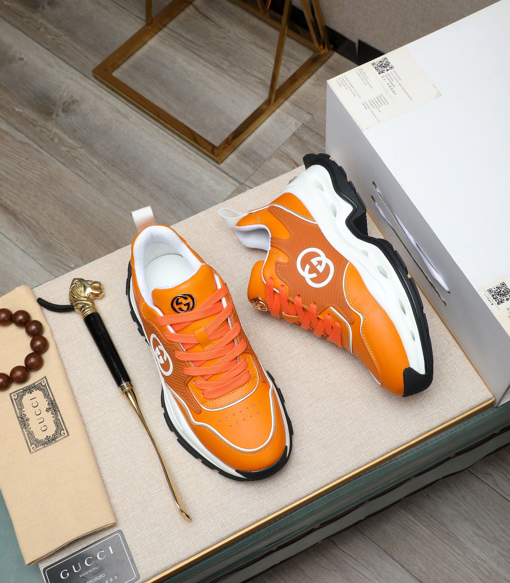 Gucci Men's Orange Leather Chunky Sole Sneakers Size 38-44 5 i1710177372 7219 0