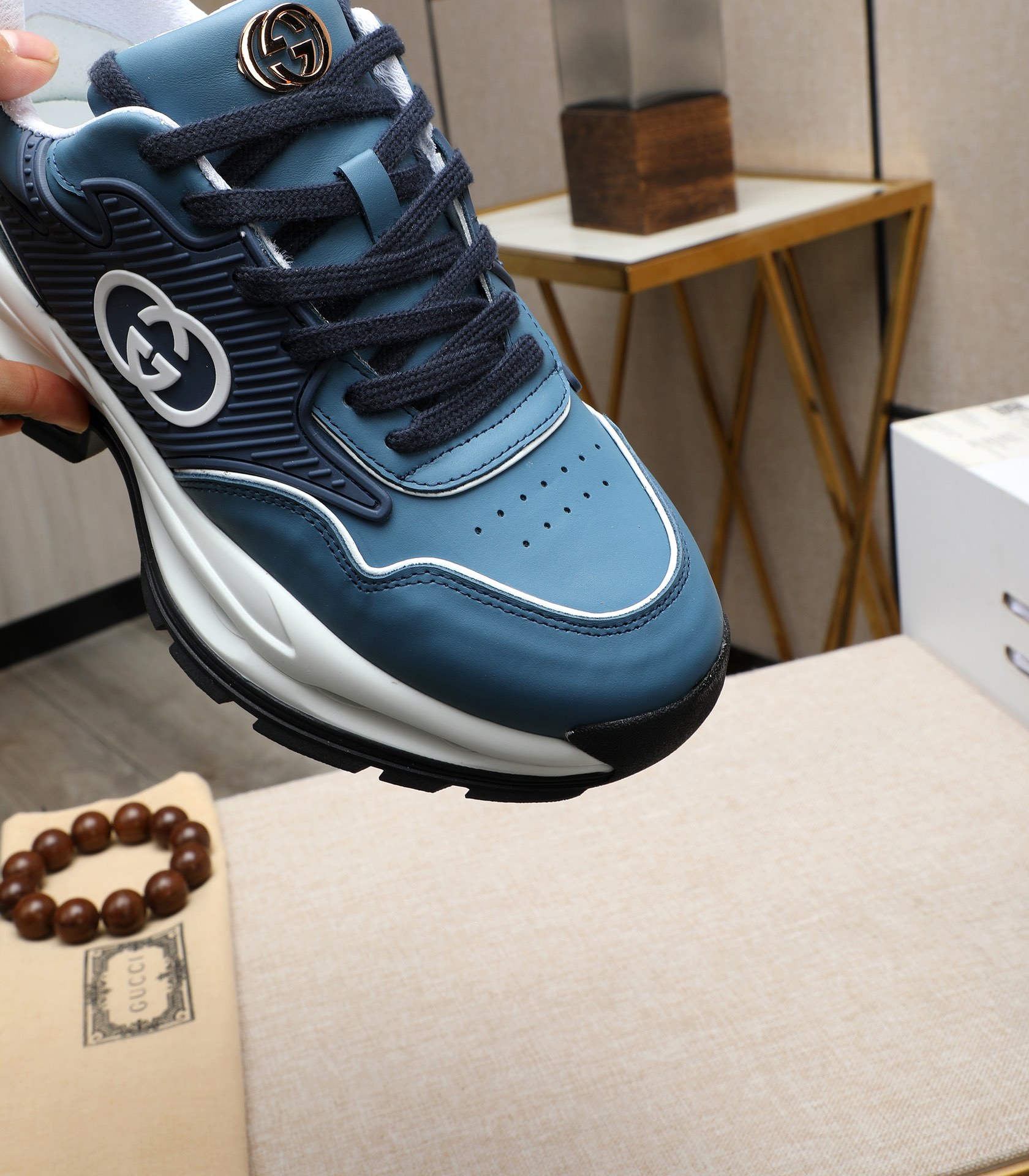 Gucci 2024 Blue Leather Sneakers with Interlocking G Logo - Size 38-44 8 i1710177416 2466 0
