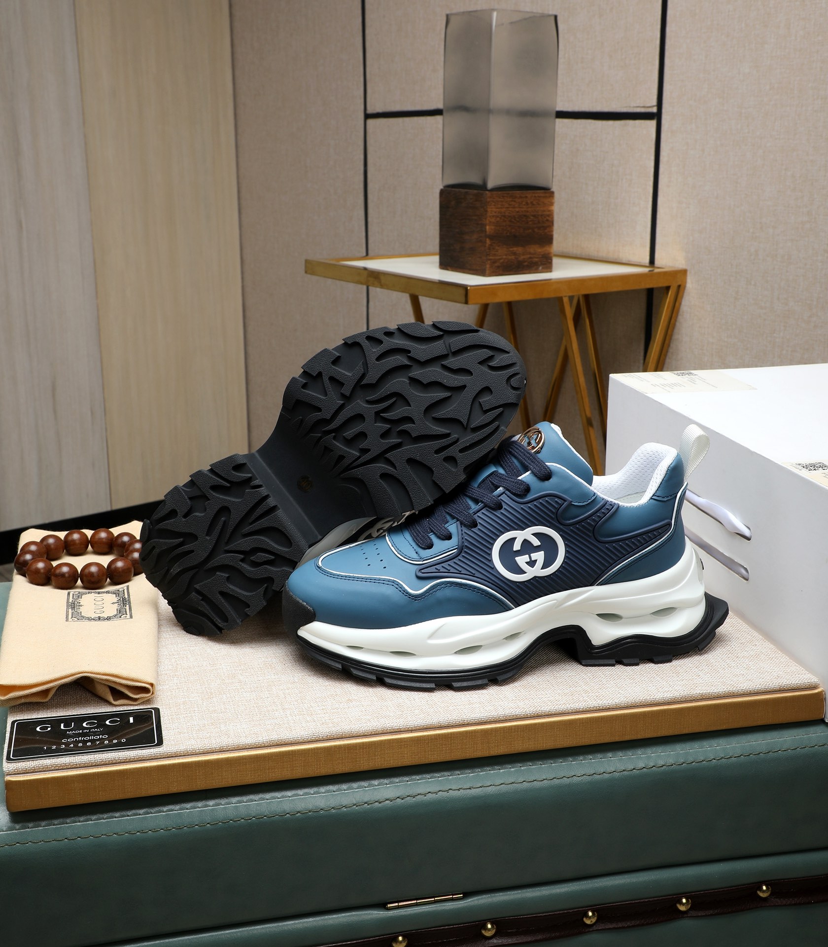 Gucci 2024 Blue Leather Sneakers with Interlocking G Logo - Size 38-44 4 i1710177416 2518 6