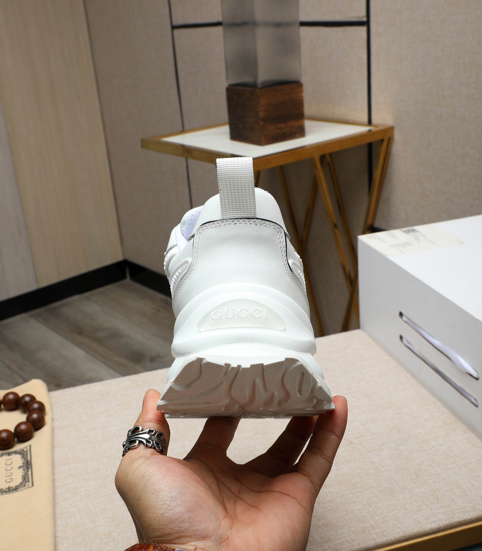 Gucci White Leather Chunky Sneakers, Latest Italian Import, Size 38-44 9 i1710177498 2182 0