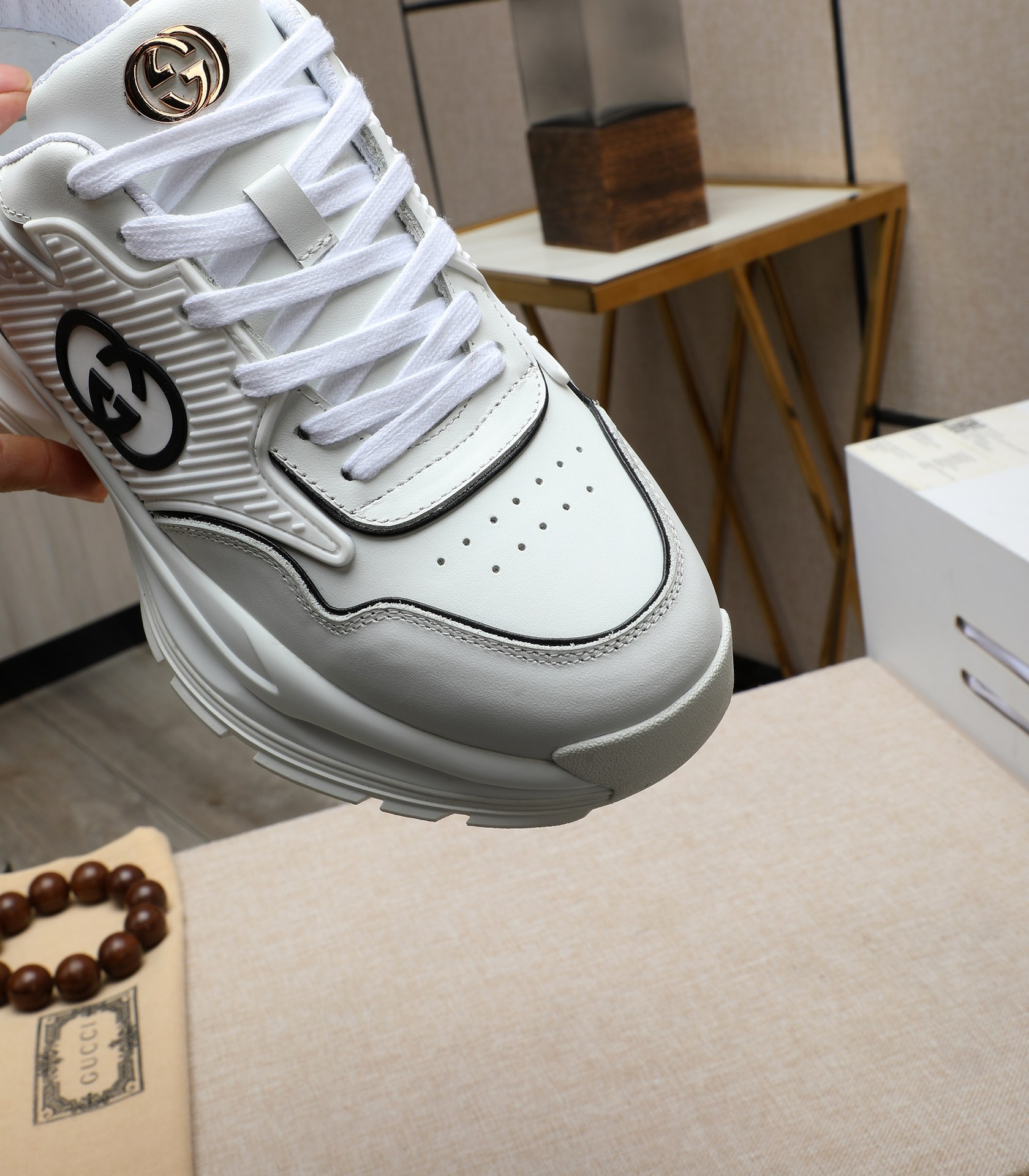 Gucci White Leather Chunky Sneakers, Latest Italian Import, Size 38-44 8 i1710177498 2383 6
