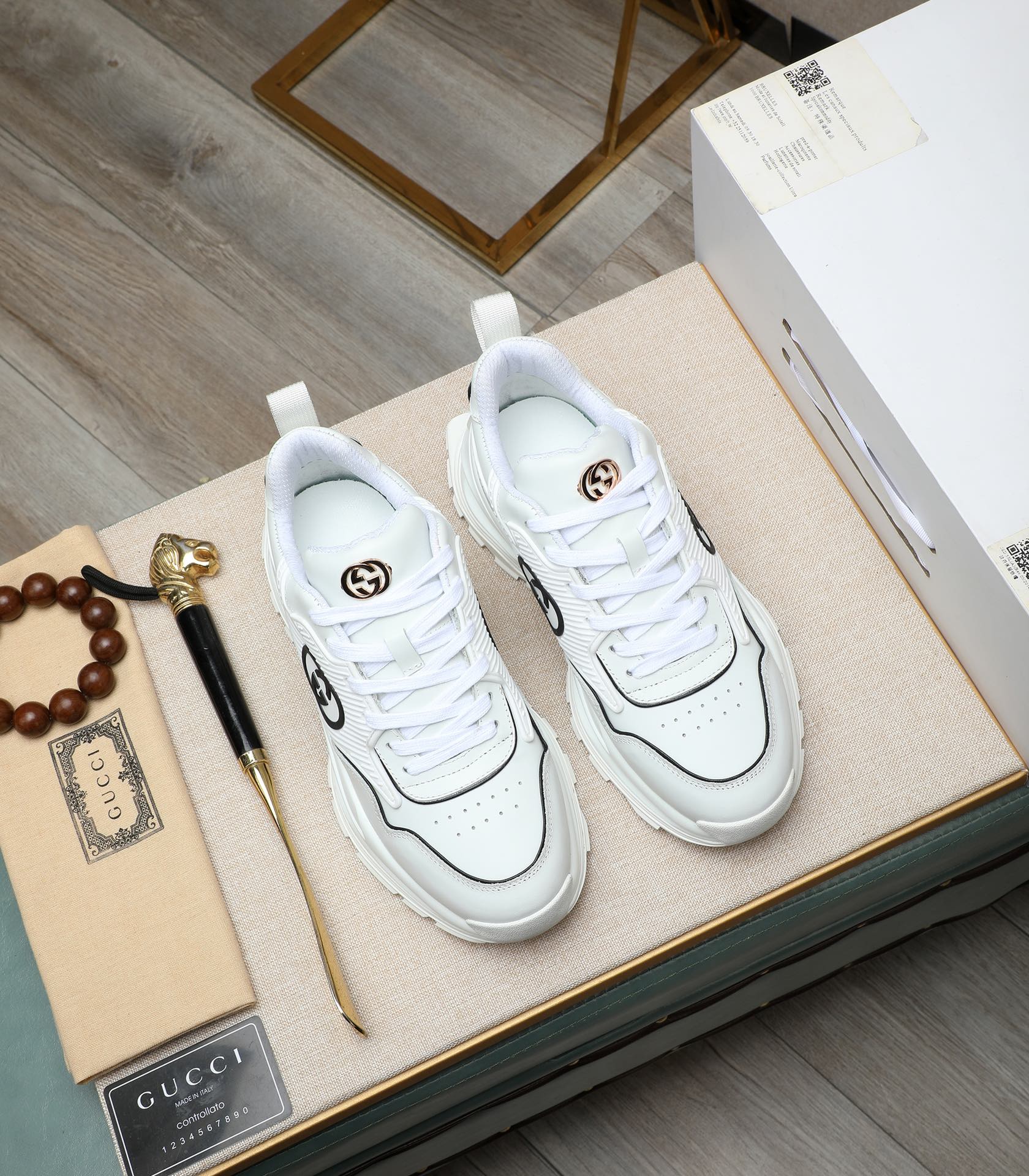 Gucci White Leather Chunky Sneakers, Latest Italian Import, Size 38-44 3 i1710177498 465 7