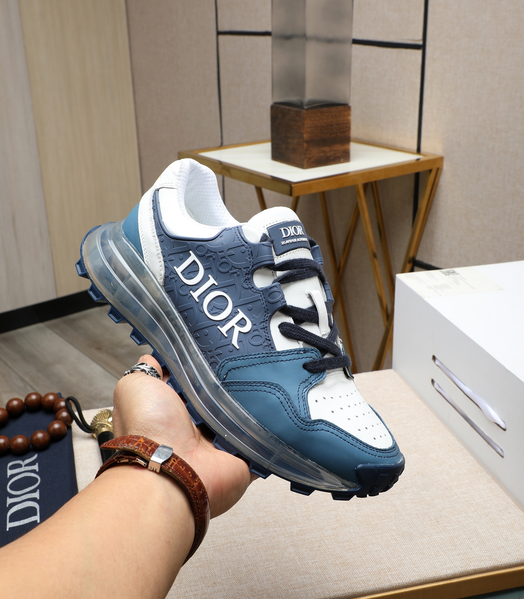 Dior 2024 Men's Sneakers Replica Italian Leather Blue White Size 38-44 1 Dior 2024 Men's Sneakers Replica Italian Leather Blue White Size 38-44