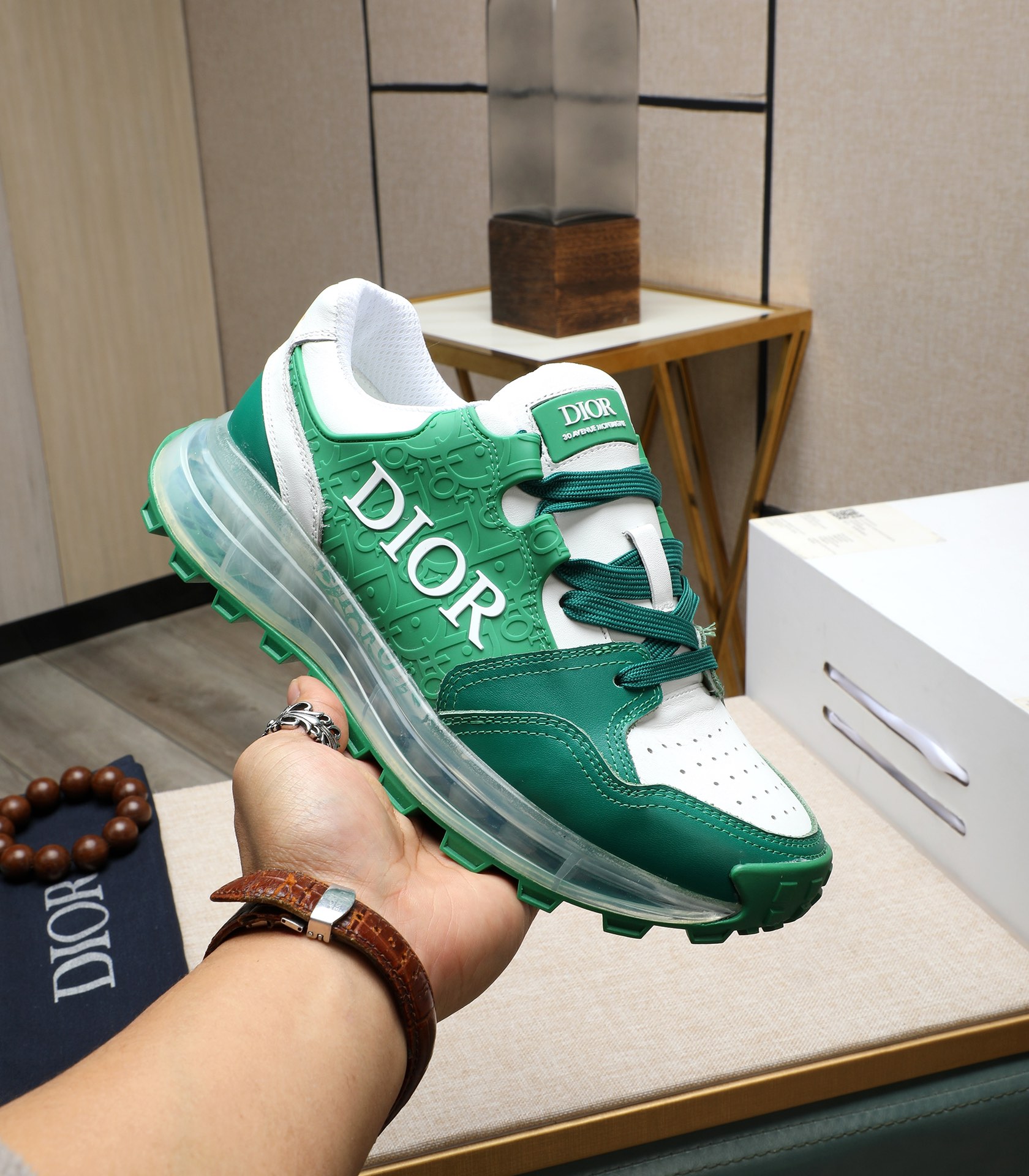 Dior 2024 Replica Sneakers - Italian Leather, Green & White, Sizes 38-44 1 Dior 2024 Replica Sneakers - Italian Leather, Green & White, Sizes 38-44