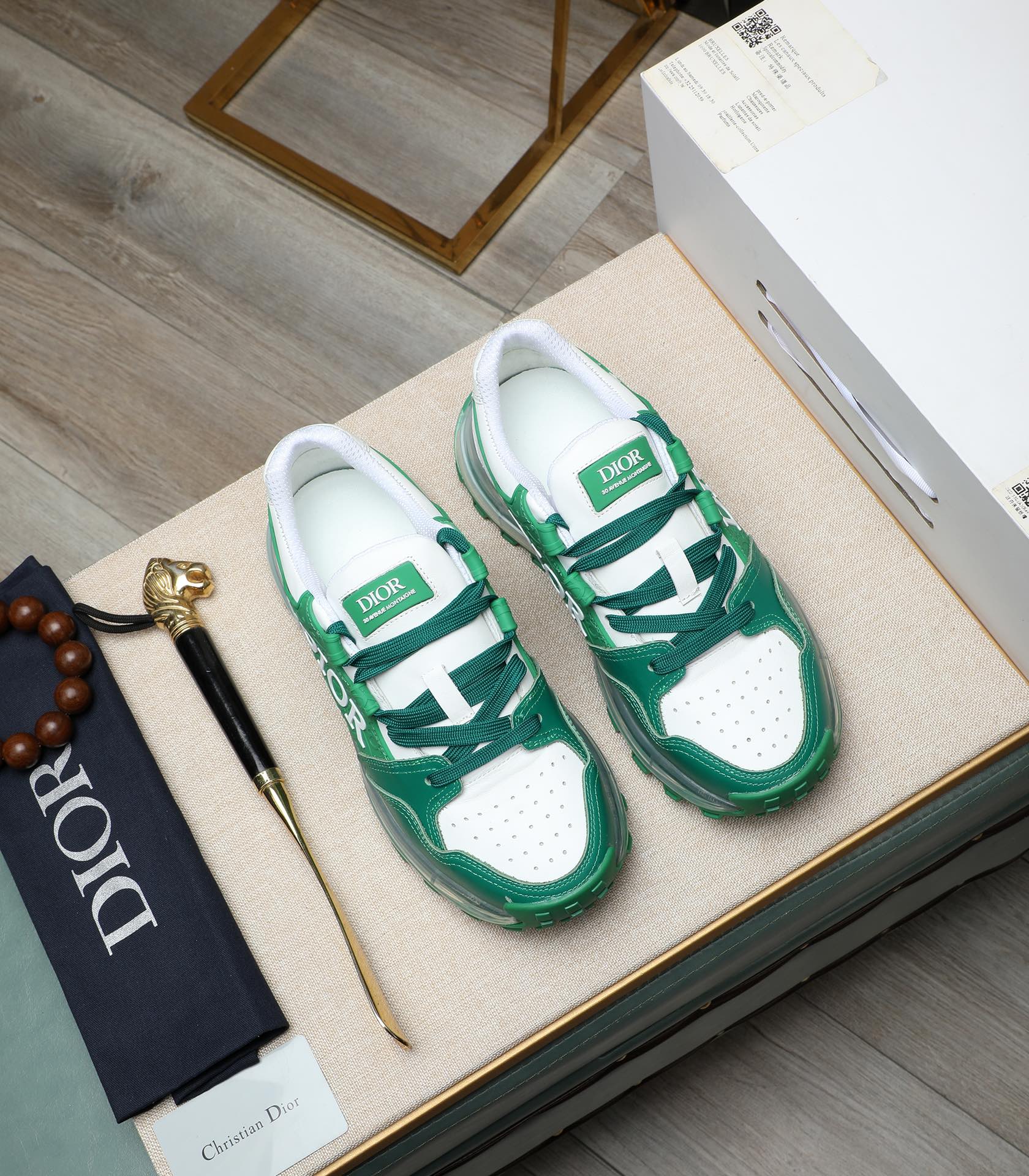 Dior 2024 Replica Sneakers - Italian Leather, Green & White, Sizes 38-44 3 i1710177646 9460 7