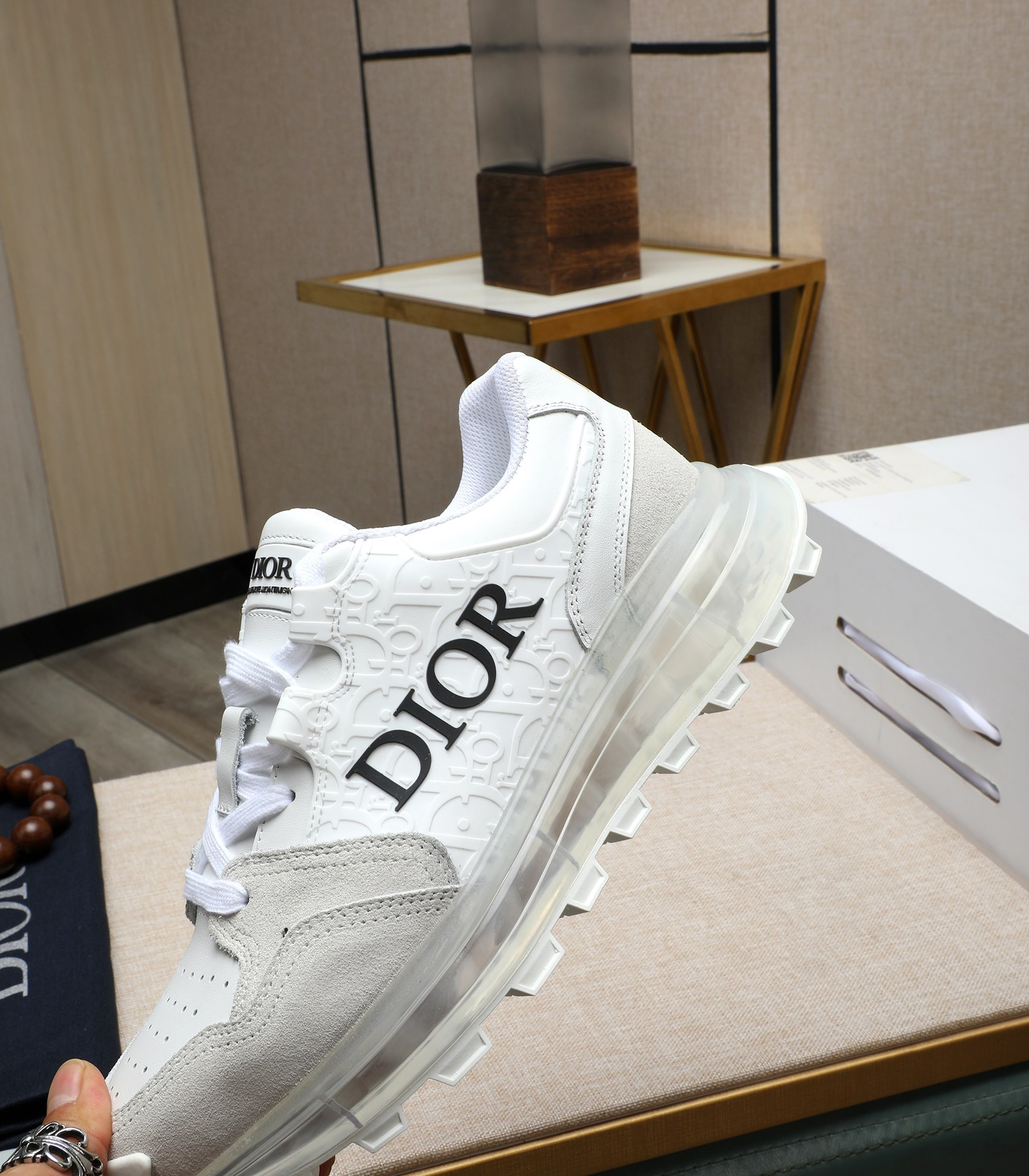 Dior Men's White Leather Mesh Sneakers Size 38-44, Italian Leather 10 i1710177661 1653 4