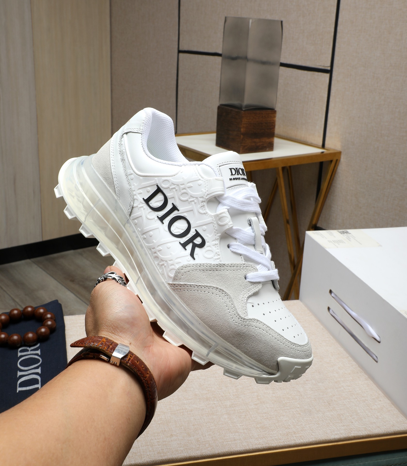 Dior Men's White Leather Mesh Sneakers Size 38-44, Italian Leather 2 i1710177661 4351 3