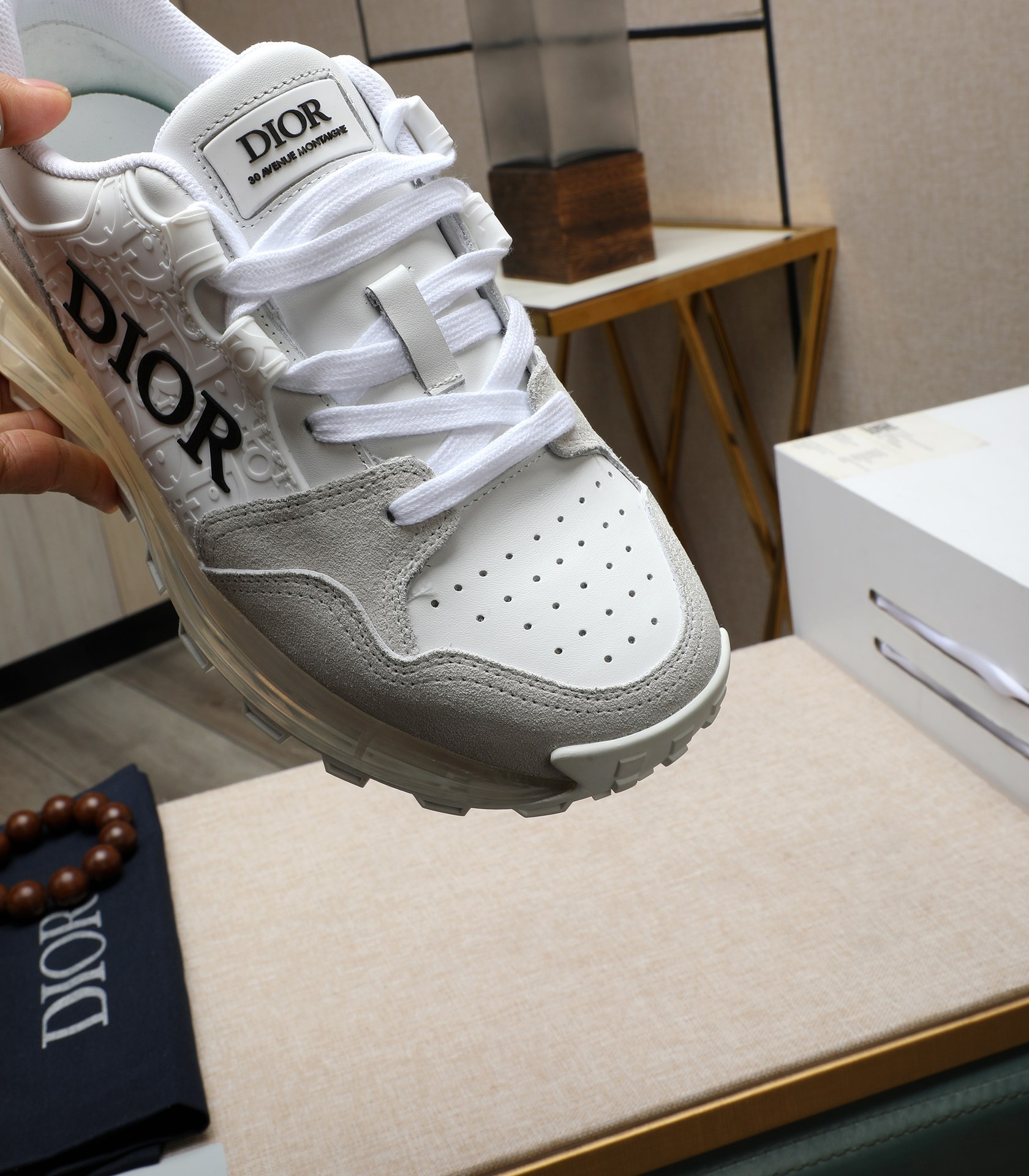Dior Men's White Leather Mesh Sneakers Size 38-44, Italian Leather 8 i1710177661 5221 2
