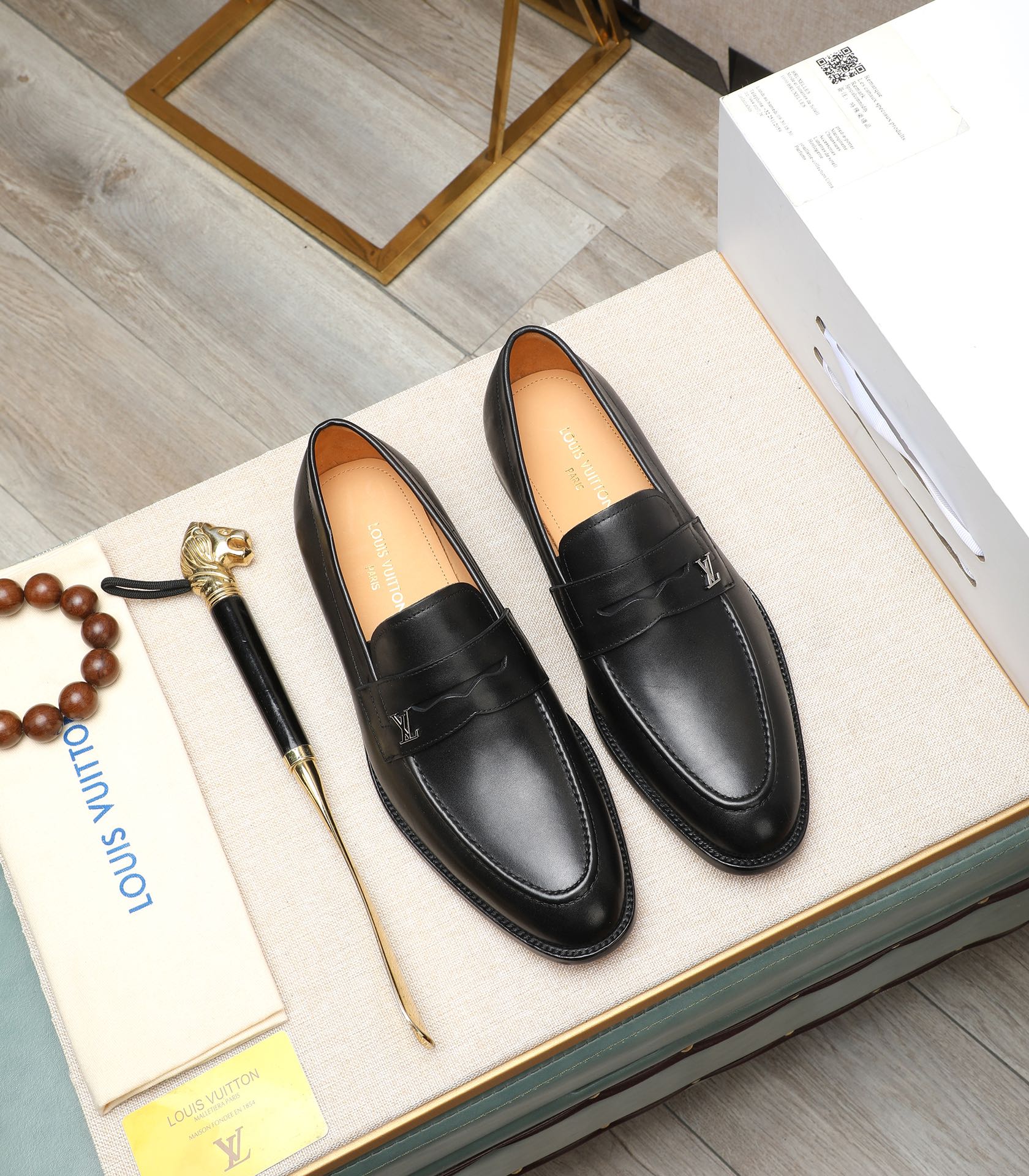 Louis Vuitton Black Leather Loafers for Men, Sizes 39-44