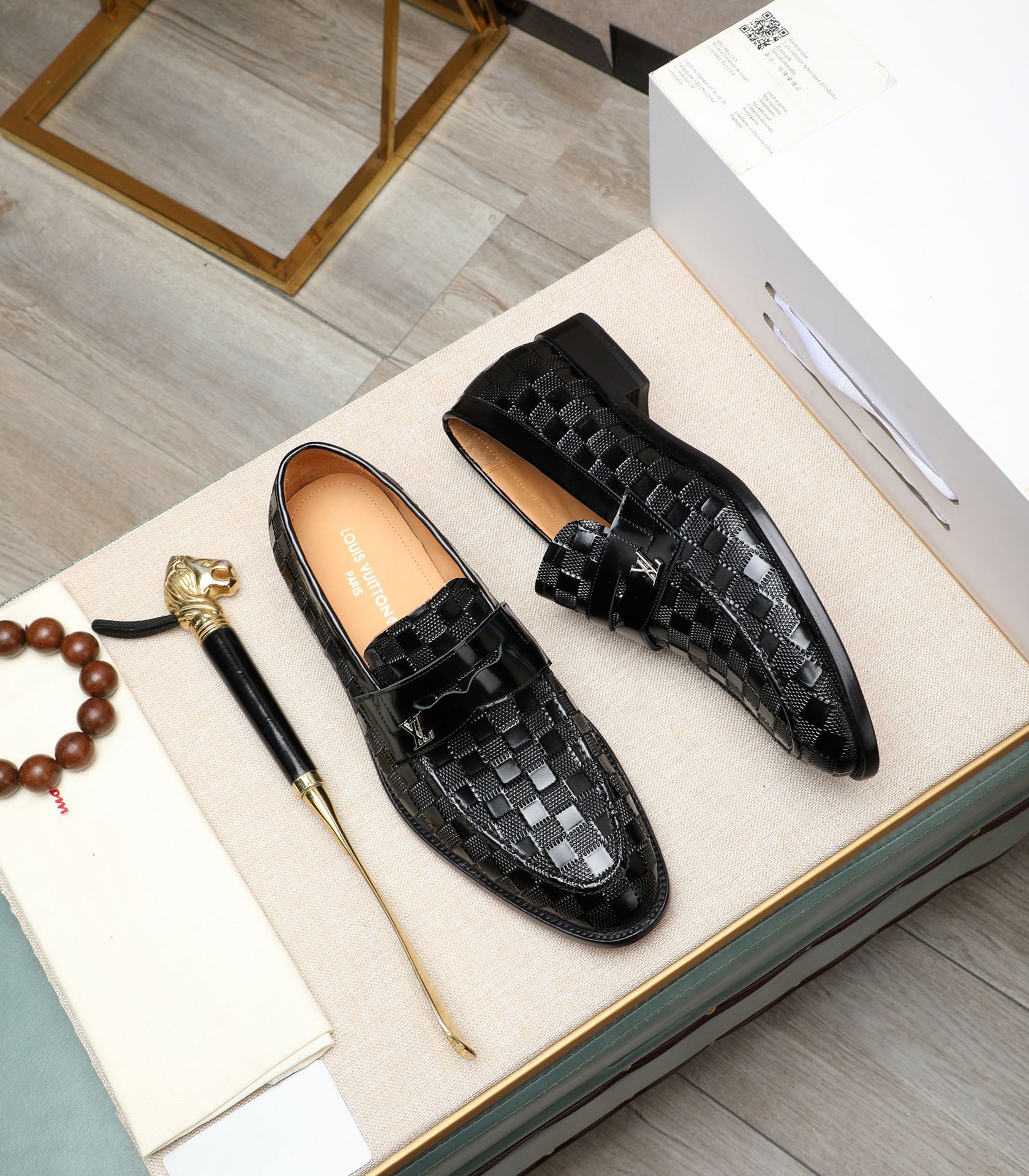 Louis Vuitton Black Leather Loafers with Signature Pattern, Size 39-44 3 i1710920597 5335 4